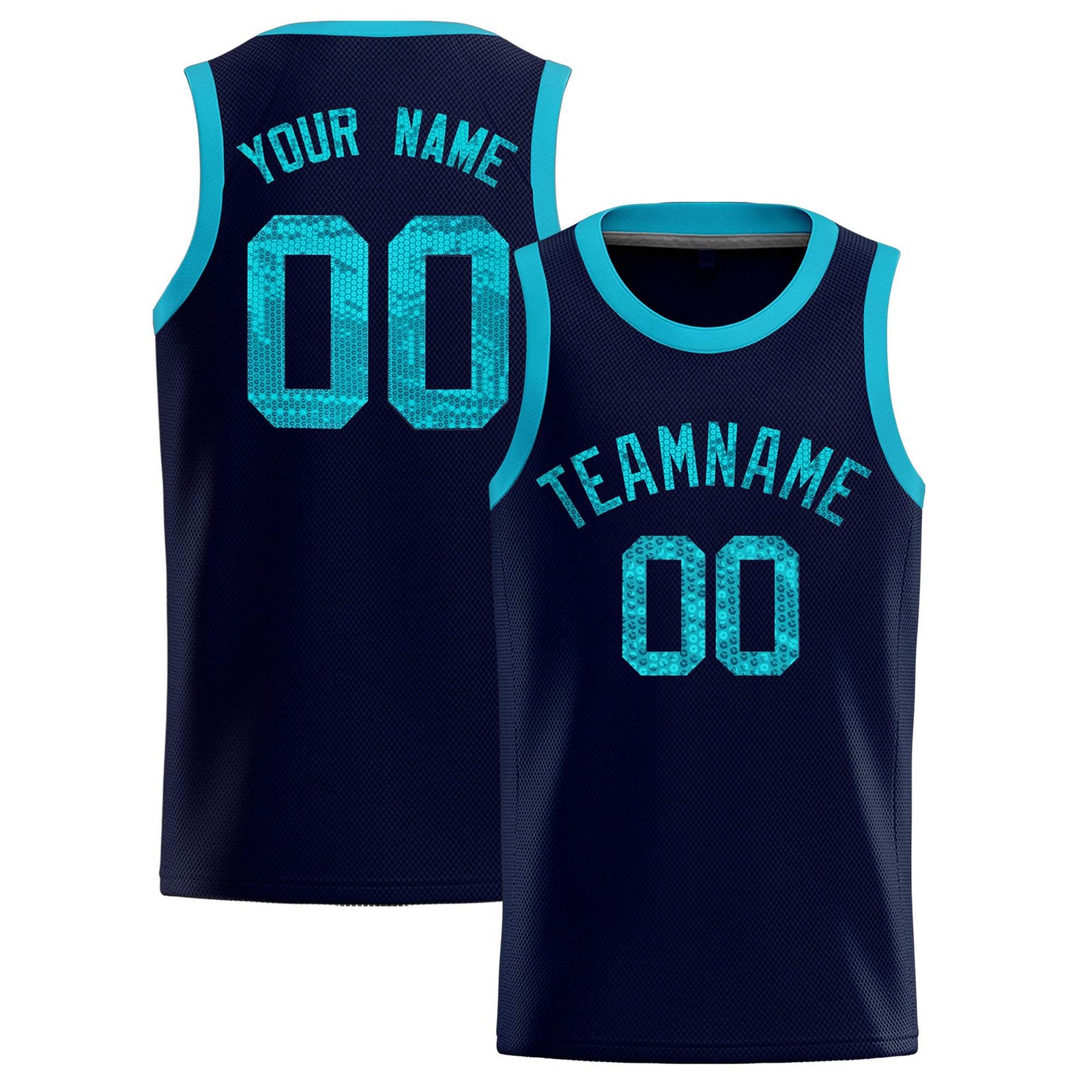 Custom Navy Sequined Tops Athletic Basketball Jersey