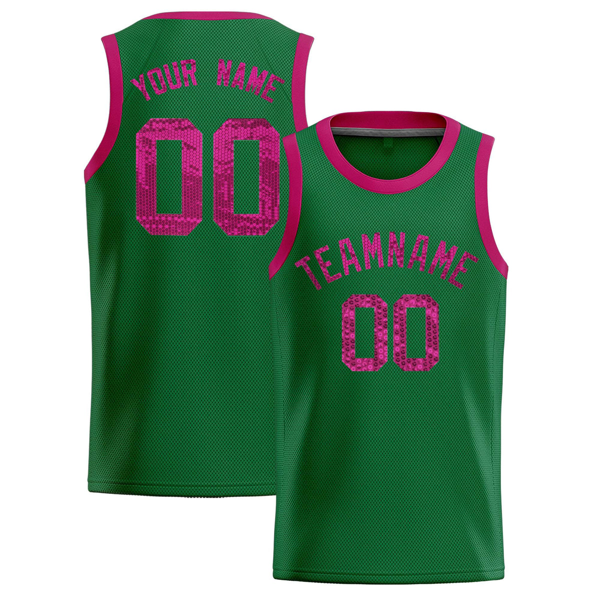 Custom Kelly Green Sequined Tops Athletic Basketball Jersey
