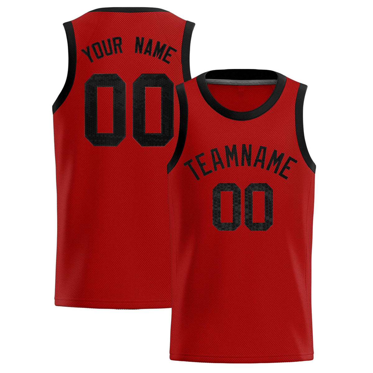 Custom Red Sequined Tops Athletic Basketball Jersey