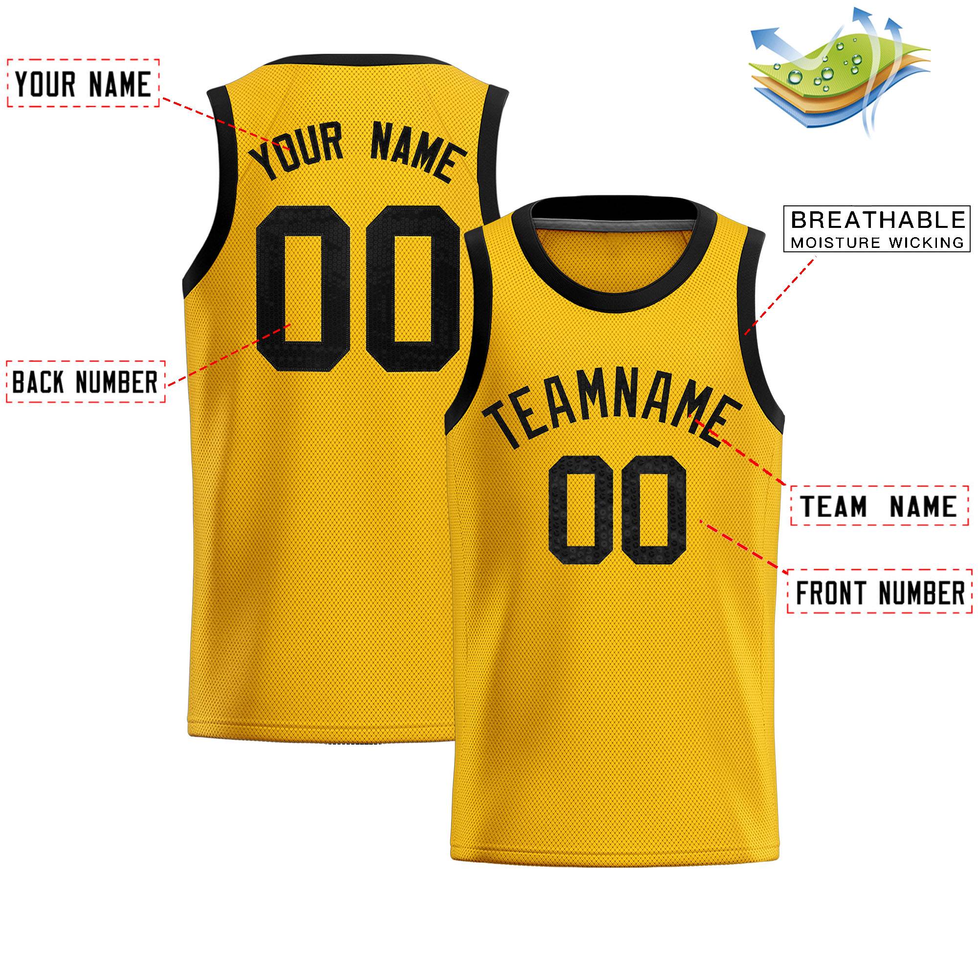 Custom Gold Sequined Tops Athletic Basketball Jersey