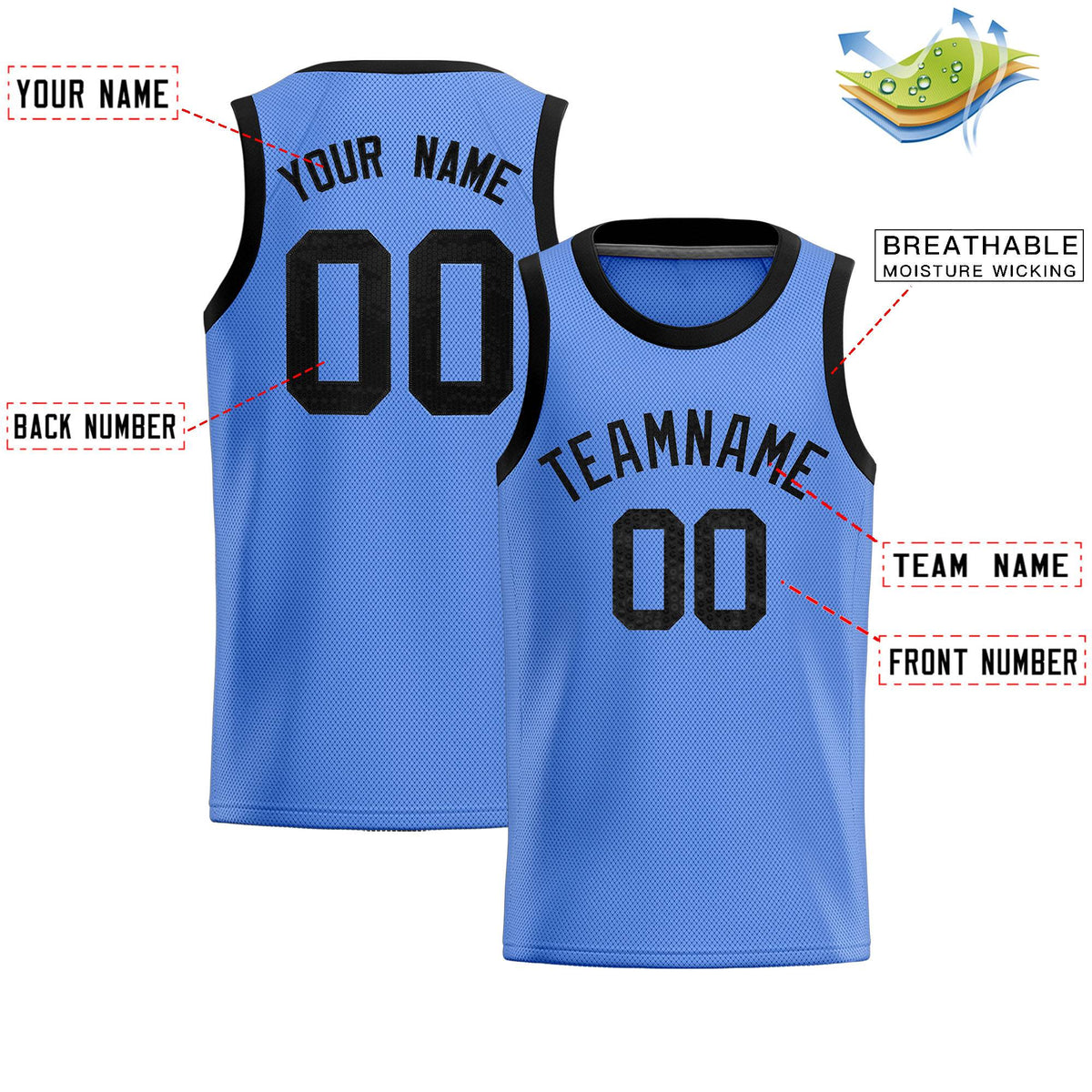 Custom Light Blue Sequined Tops Athletic Basketball Jersey