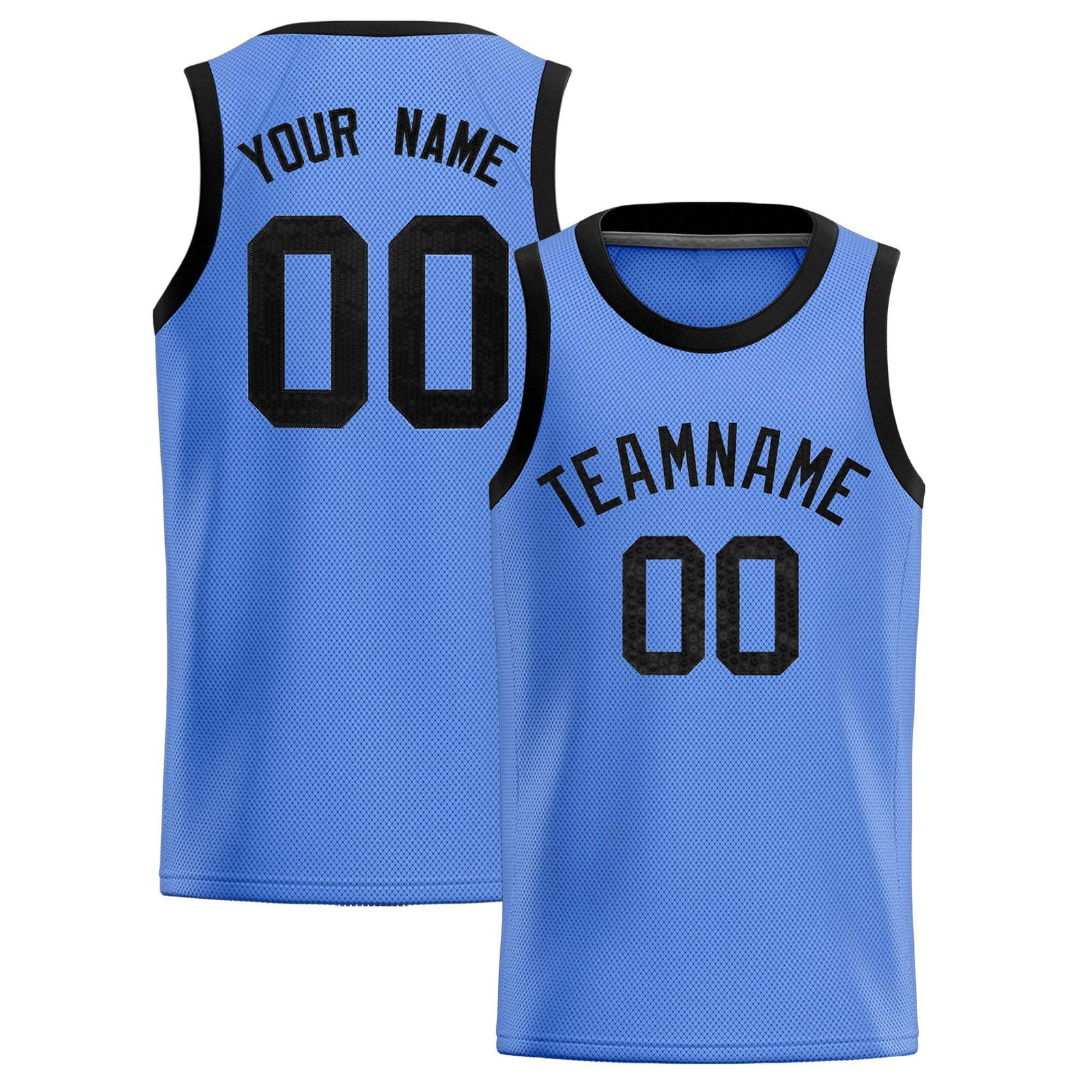 Custom Light Blue Sequined Tops Athletic Basketball Jersey