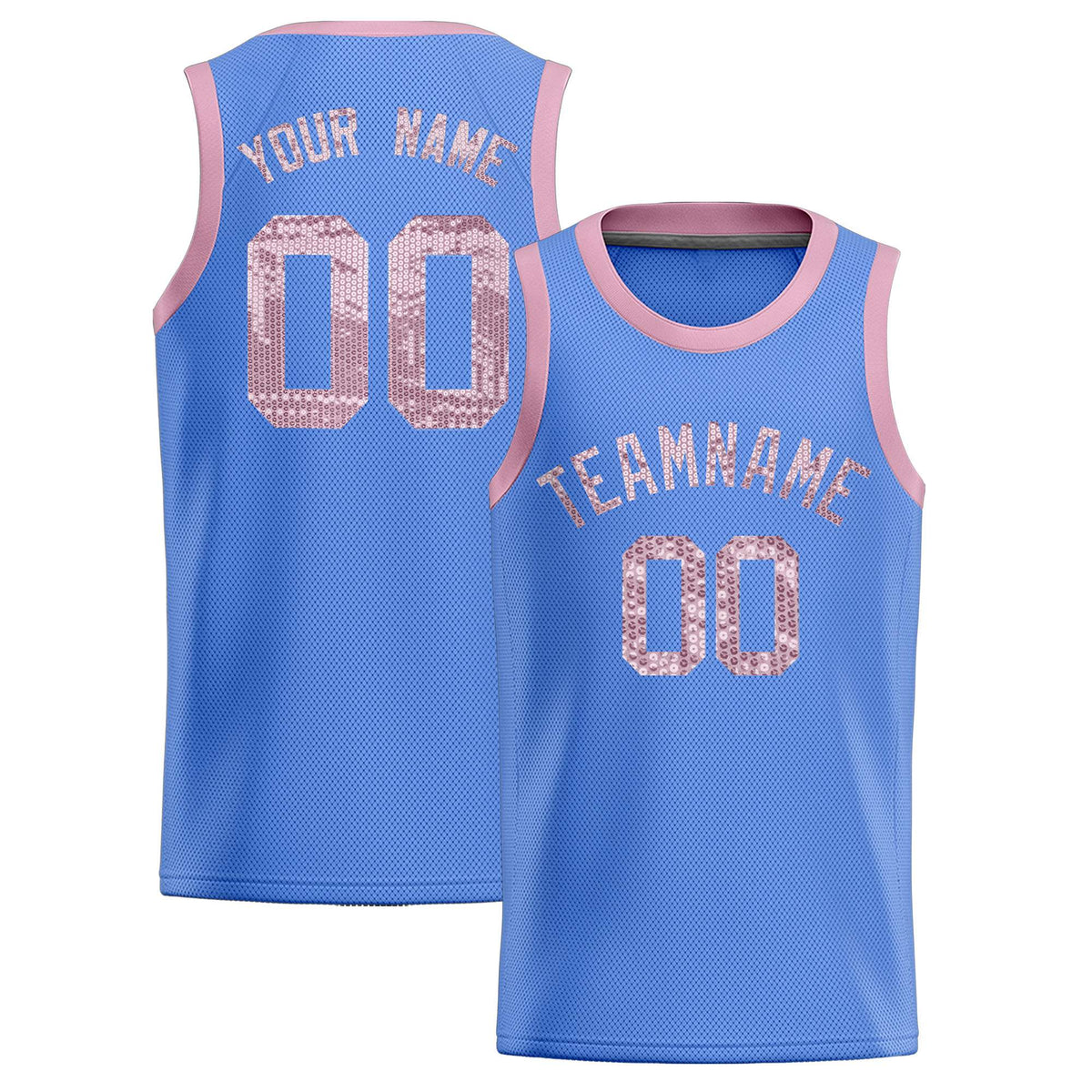 Custom Light Blue Sequined Tops Athletic Basketball Jersey
