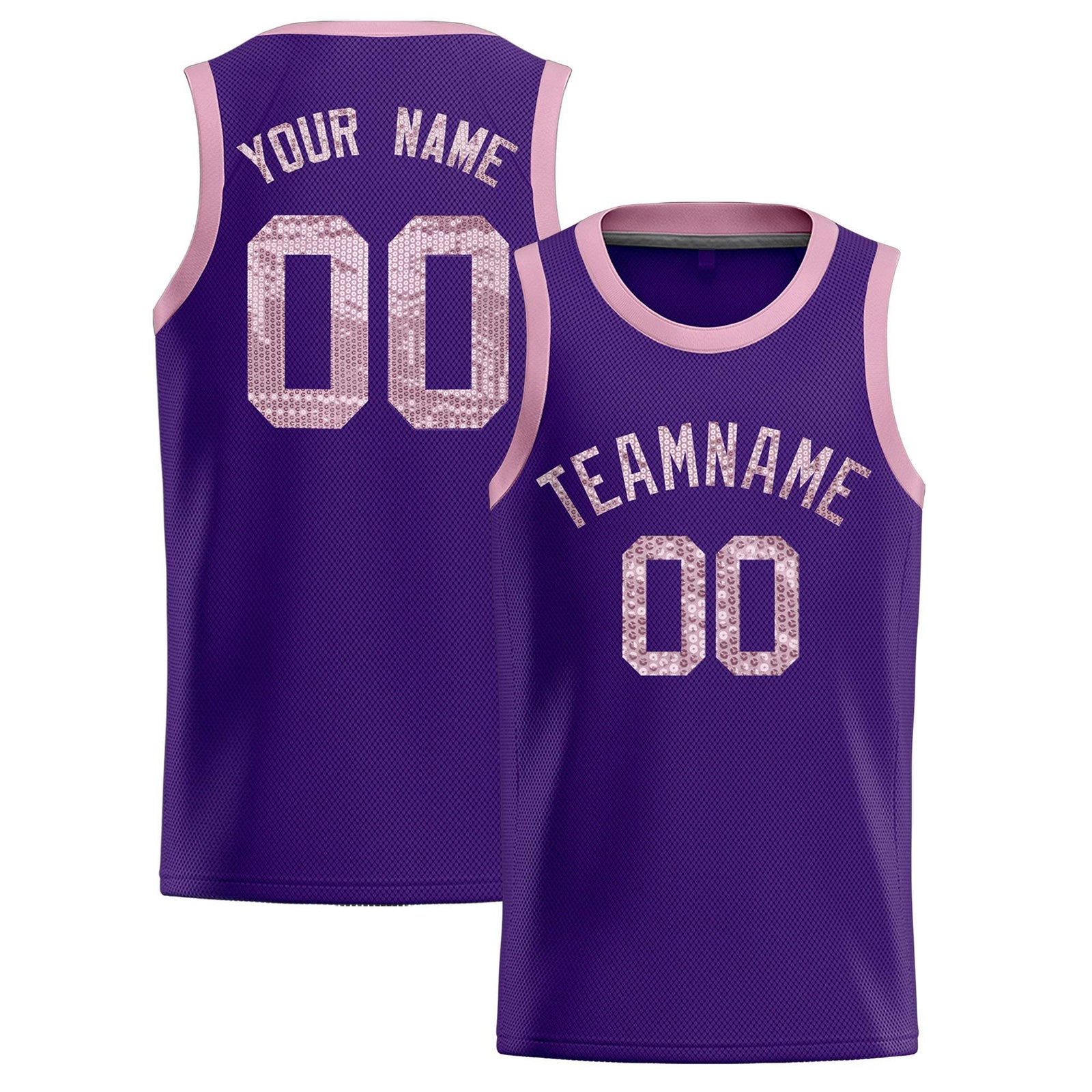 Custom Purple Sequined Tops Athletic Basketball Jersey