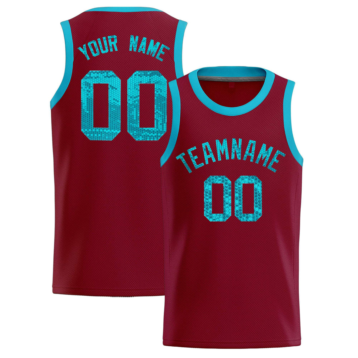 Custom Crimson Sequined Tops Athletic Basketball Jersey