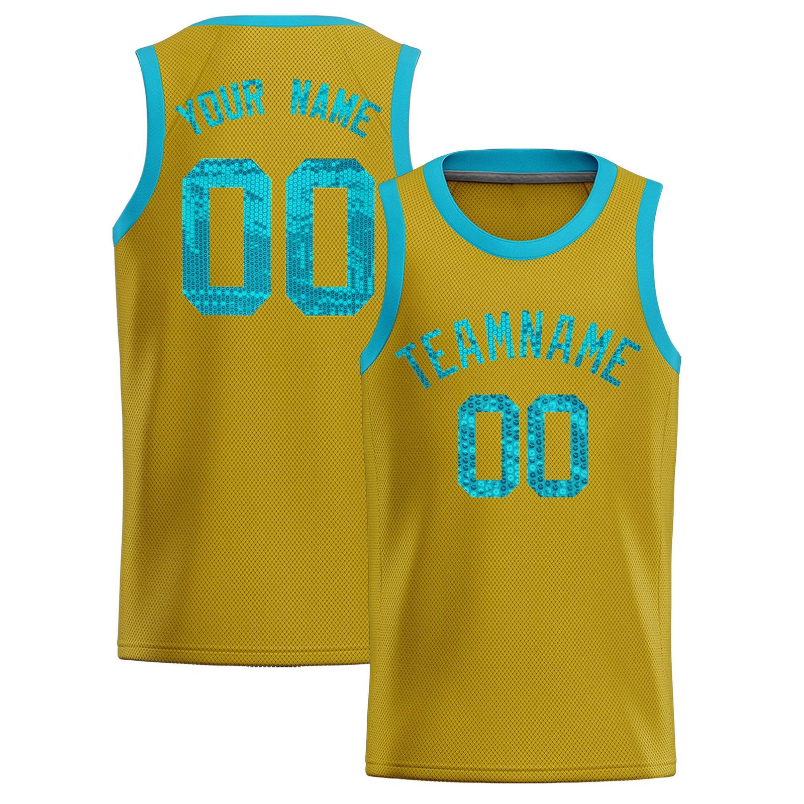 Custom Old Gold Sequined Tops Athletic Basketball Jersey