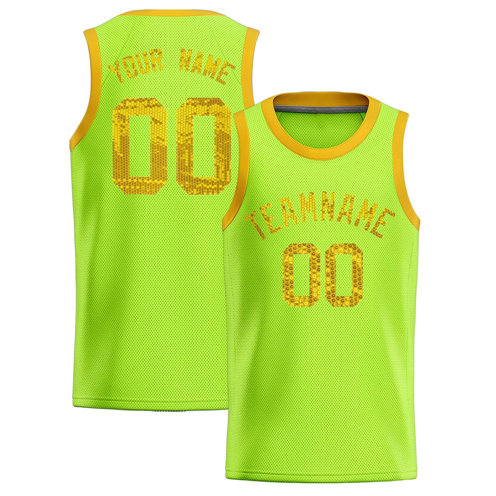 Custom Kelly Green Sequined Tops Athletic Basketball Jersey
