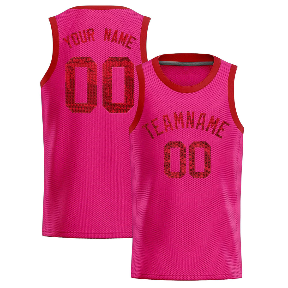 Custom Pink Sequined Tops Athletic Basketball Jersey