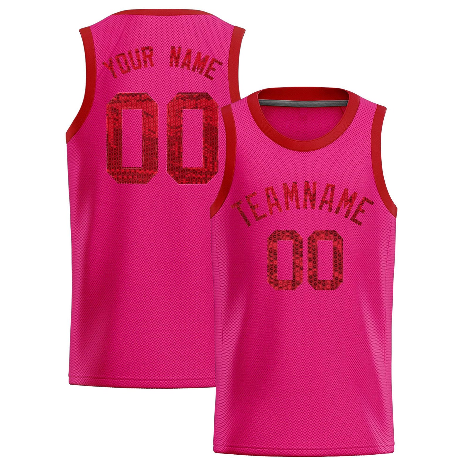 Custom Pink Sequined Tops Athletic Basketball Jersey