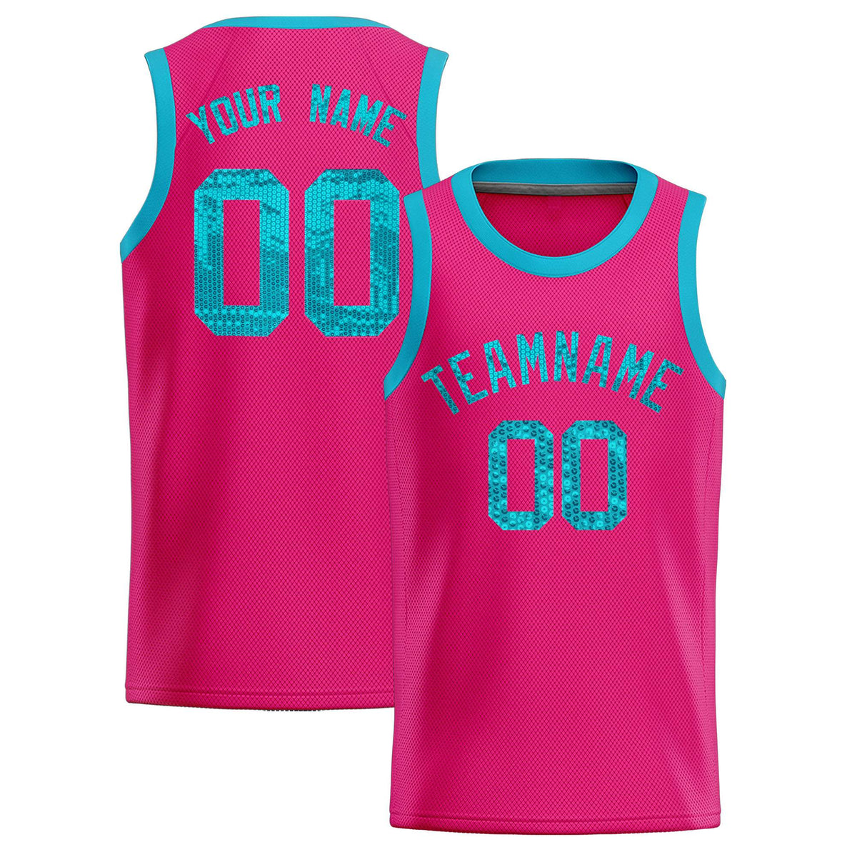 Custom Pink Sequined Tops Athletic Basketball Jersey