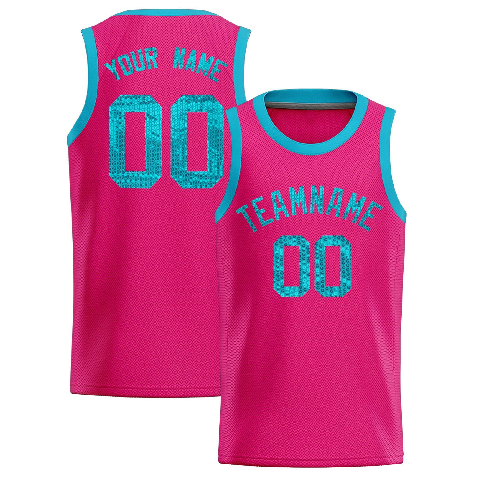 Custom Pink Sequined Tops Athletic Basketball Jersey