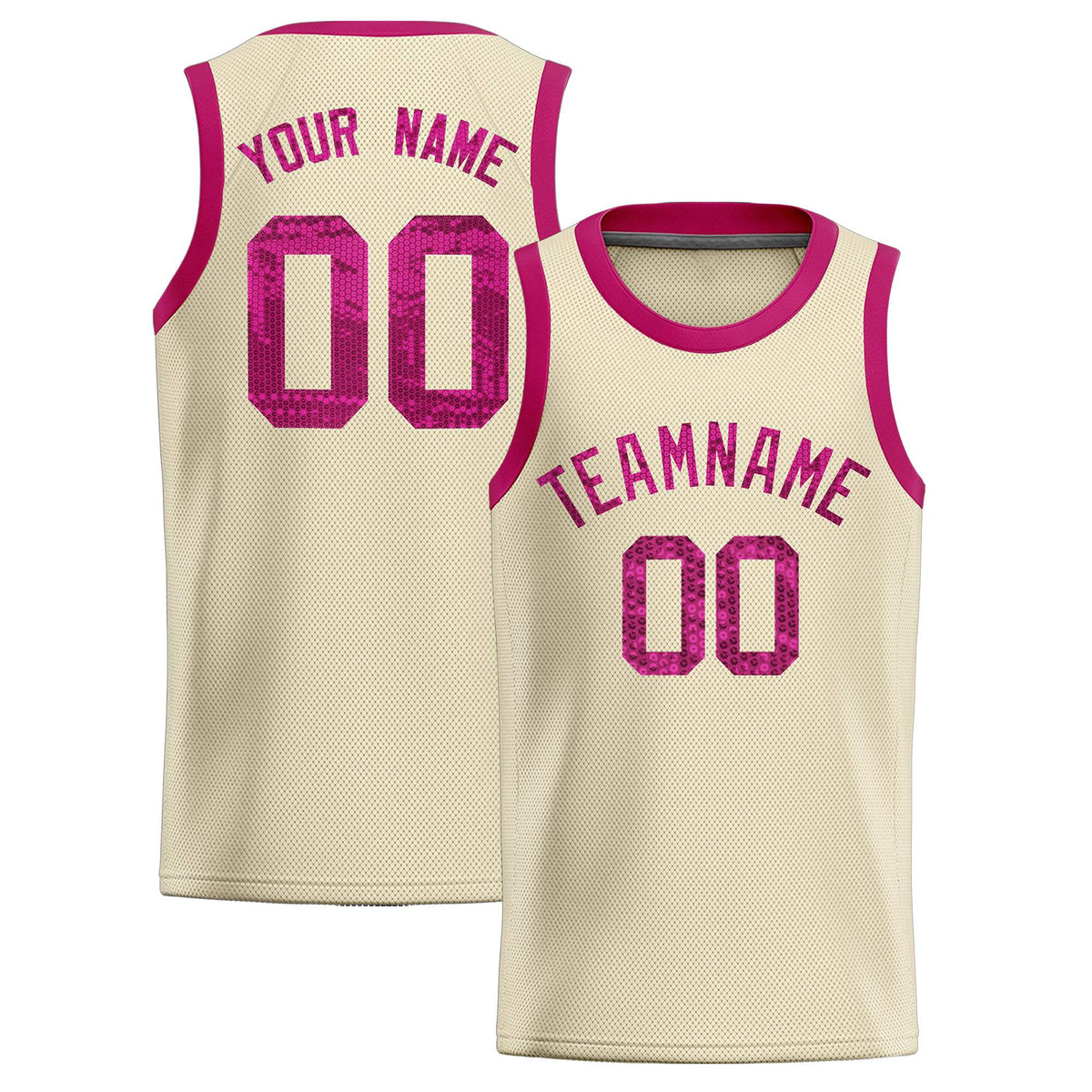 Custom Cream Sequined Tops Athletic Basketball Jersey