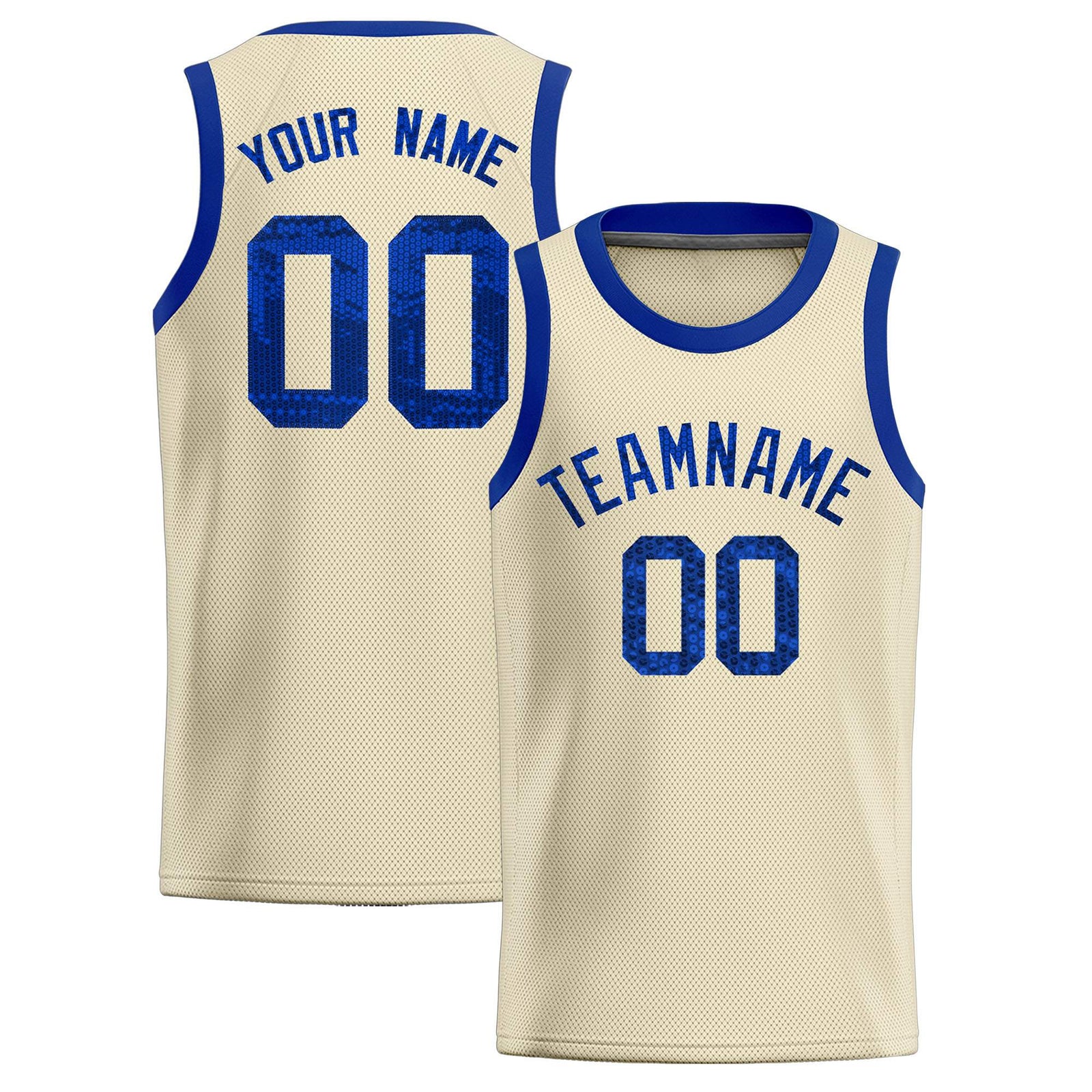 Custom Cream Sequined Tops Athletic Basketball Jersey