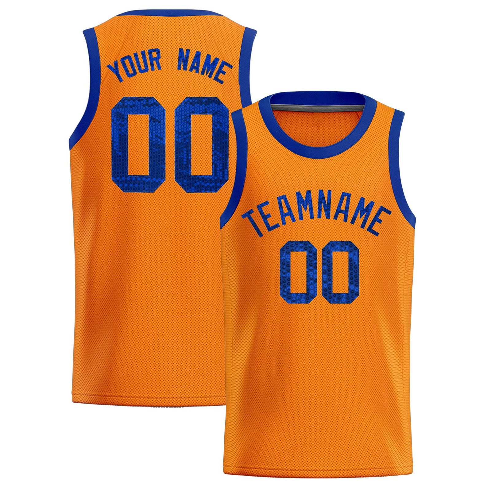 Custom Orange Sequined Tops Athletic Basketball Jersey