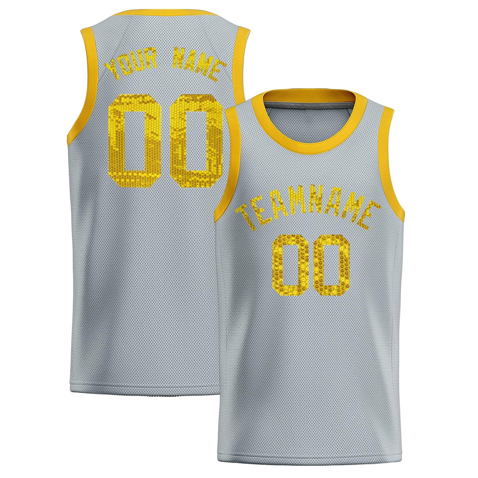 Custom Silver Sequined Tops Athletic Basketball Jersey