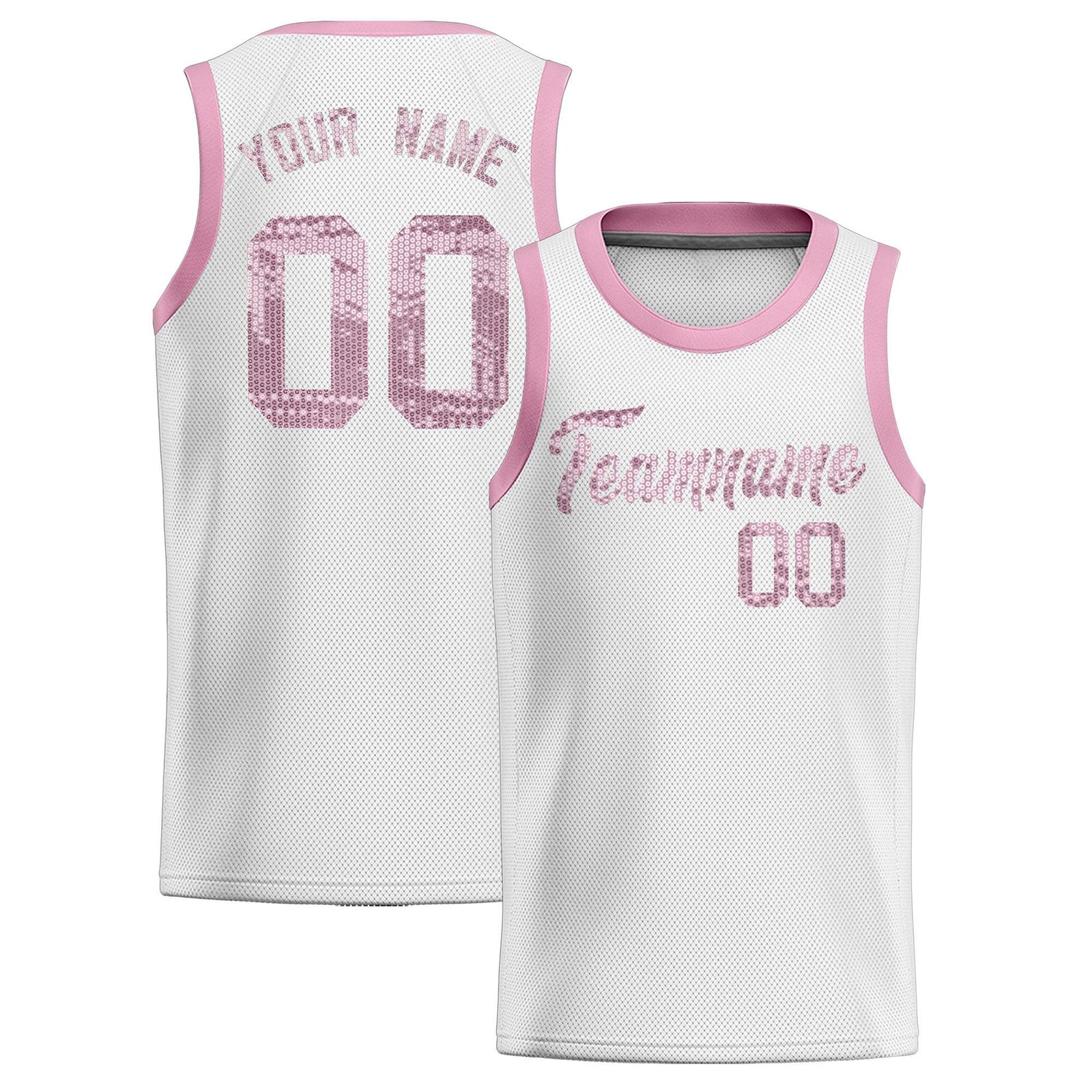 Custom White Sequined Tops Athletic Basketball Jersey