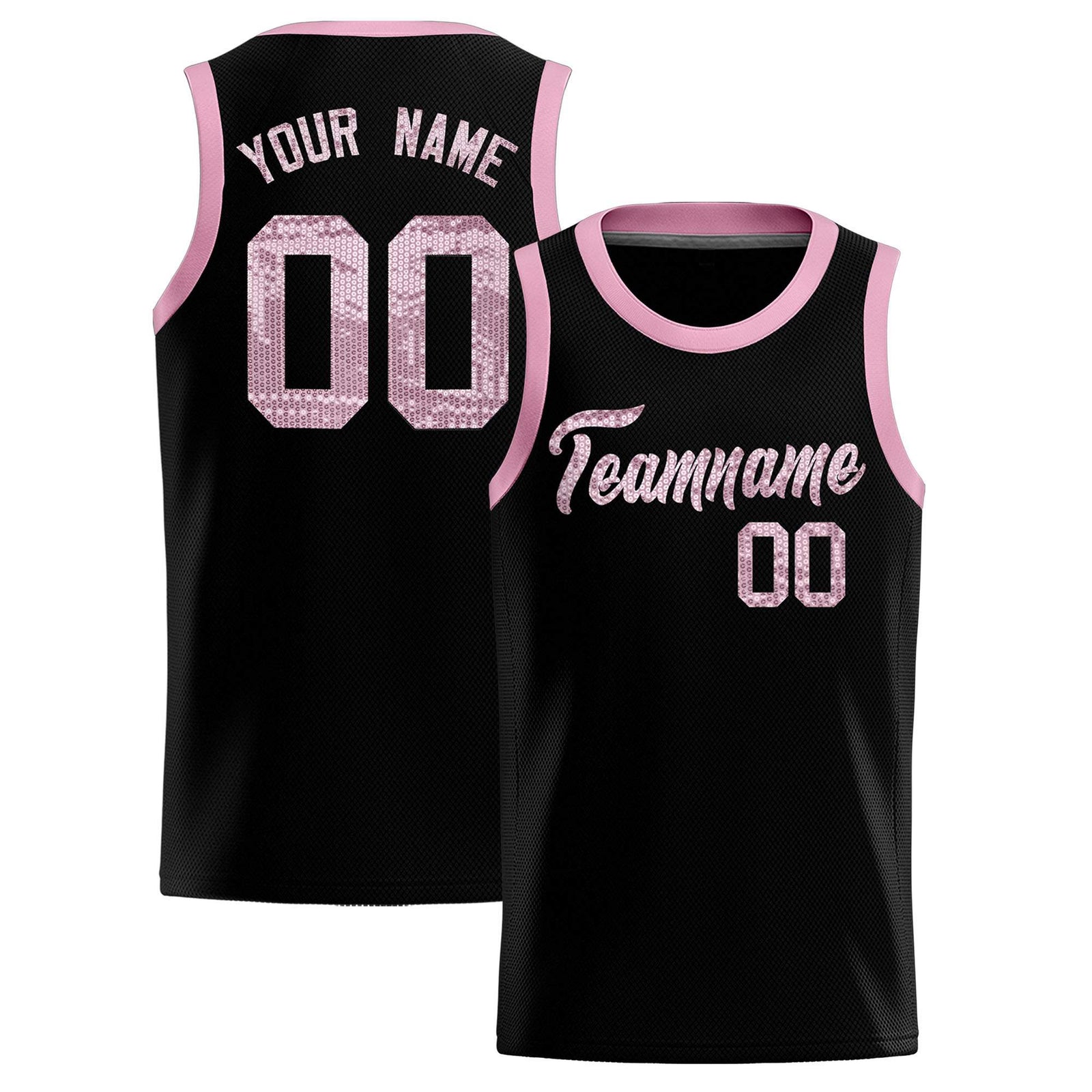 Custom Black Sequined Tops Athletic Basketball Jersey