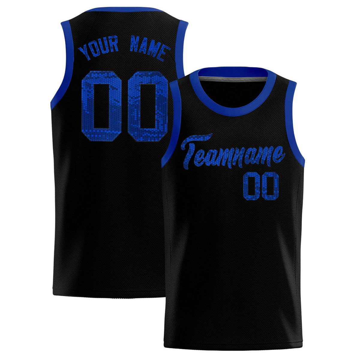 Custom Black Sequined Tops Athletic Basketball Jersey