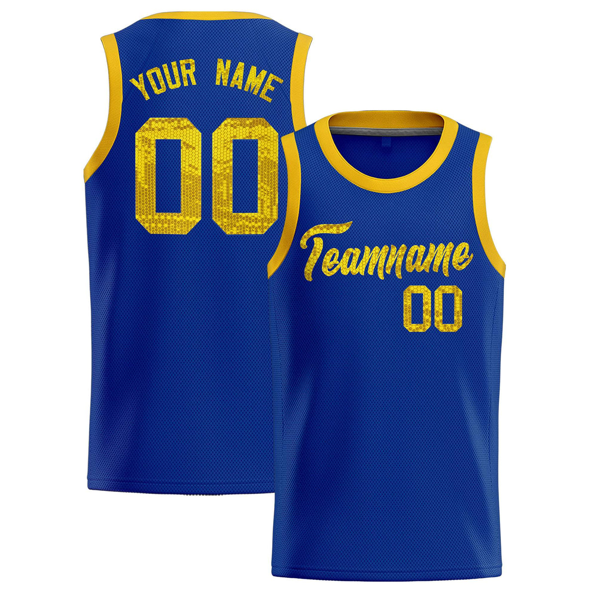 Custom Royal Sequined Tops Athletic Basketball Jersey