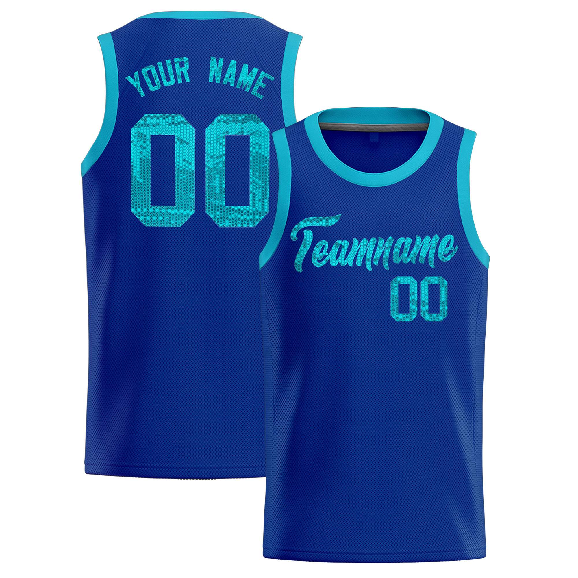 Custom Royal Sequined Tops Athletic Basketball Jersey