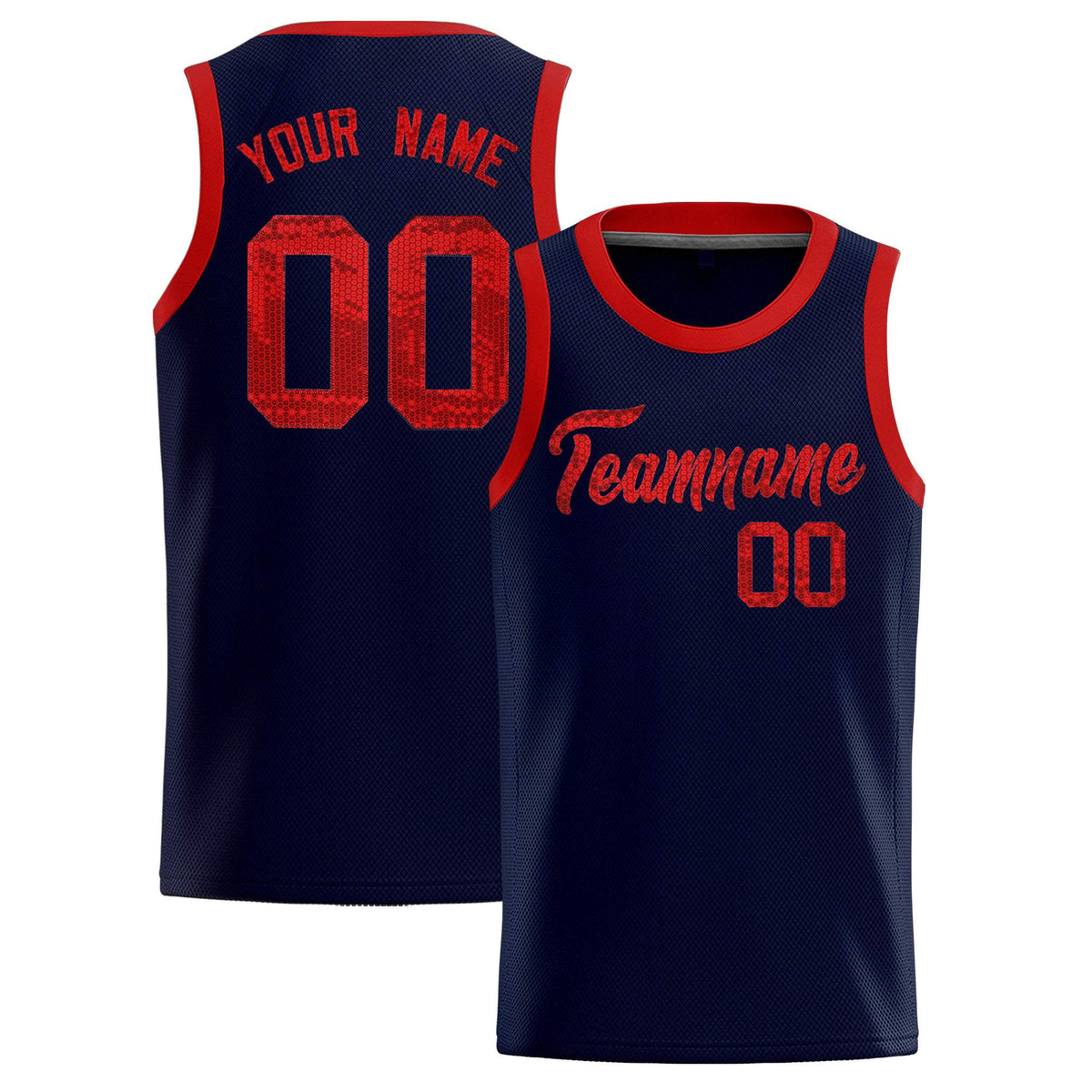 Custom Navy Sequined Tops Athletic Basketball Jersey