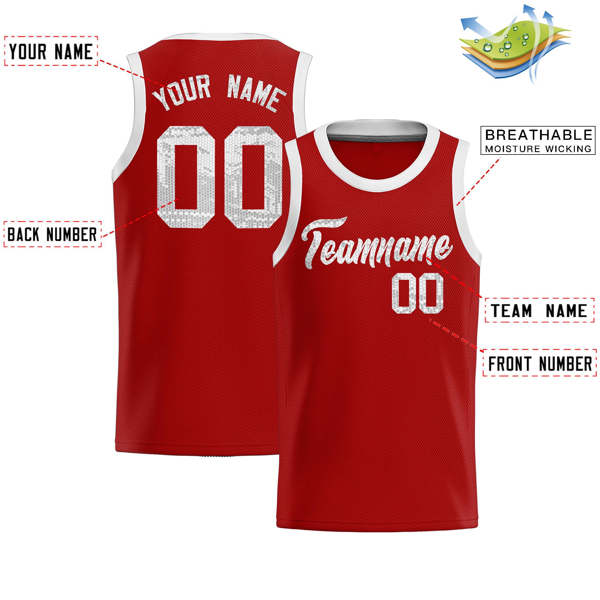 Custom Orange Sequined Tops Athletic Basketball Jersey