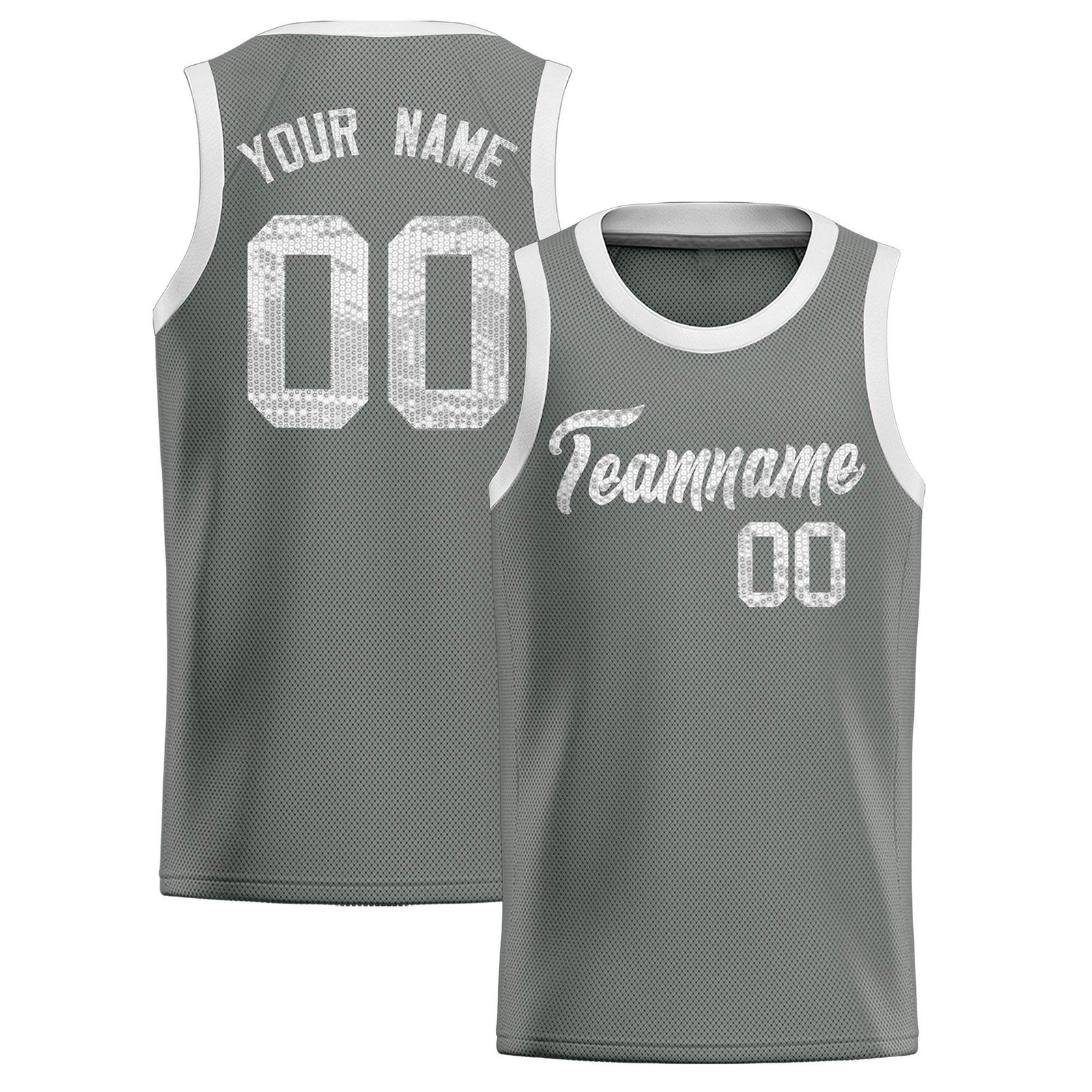 Custom Gray Sequined Tops Athletic Basketball Jersey