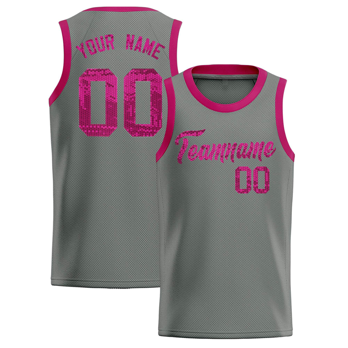 Custom Gray Sequined Tops Athletic Basketball Jersey