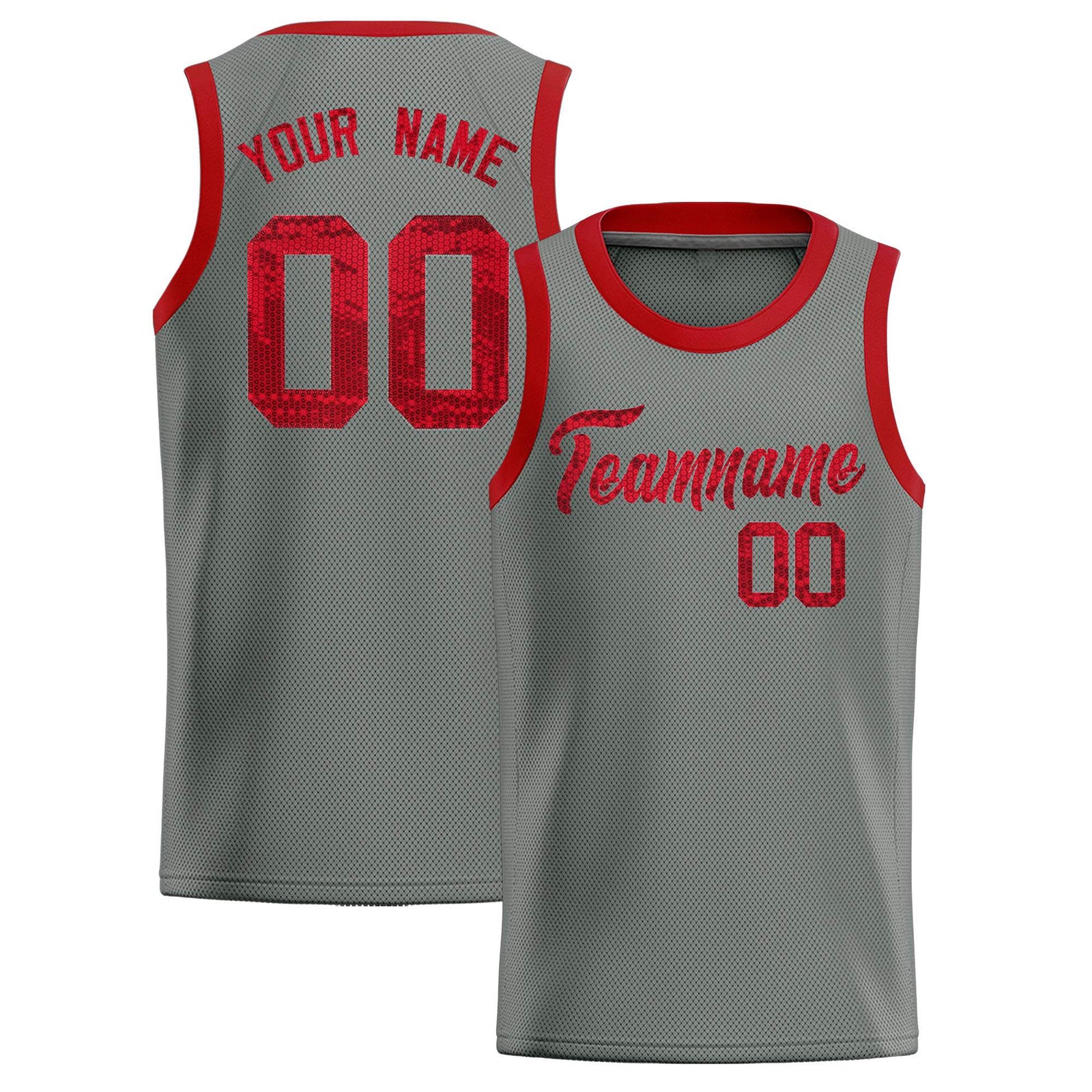 Custom Gray Sequined Tops Athletic Basketball Jersey