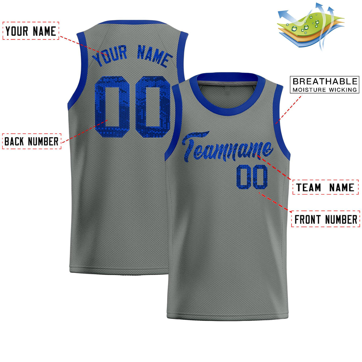 Custom Gray Sequined Tops Athletic Basketball Jersey