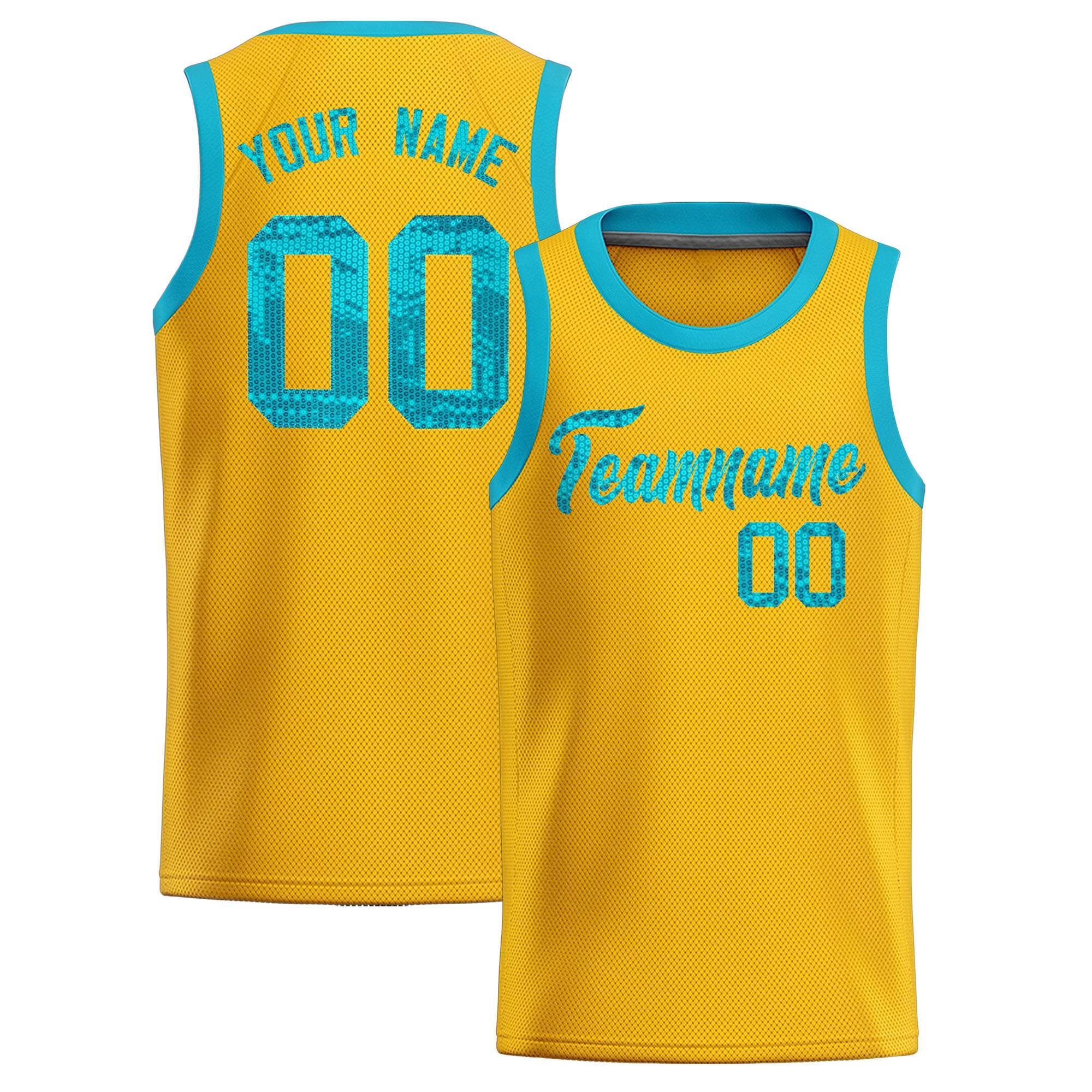 Custom Gold Sequined Tops Athletic Basketball Jersey
