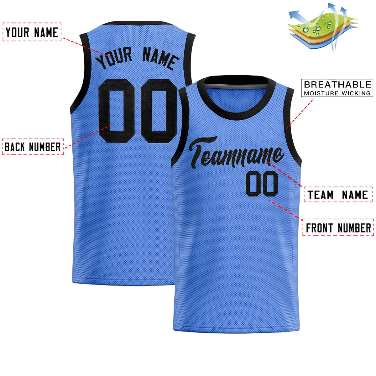 Custom Light Blue Sequined Tops Athletic Basketball Jersey