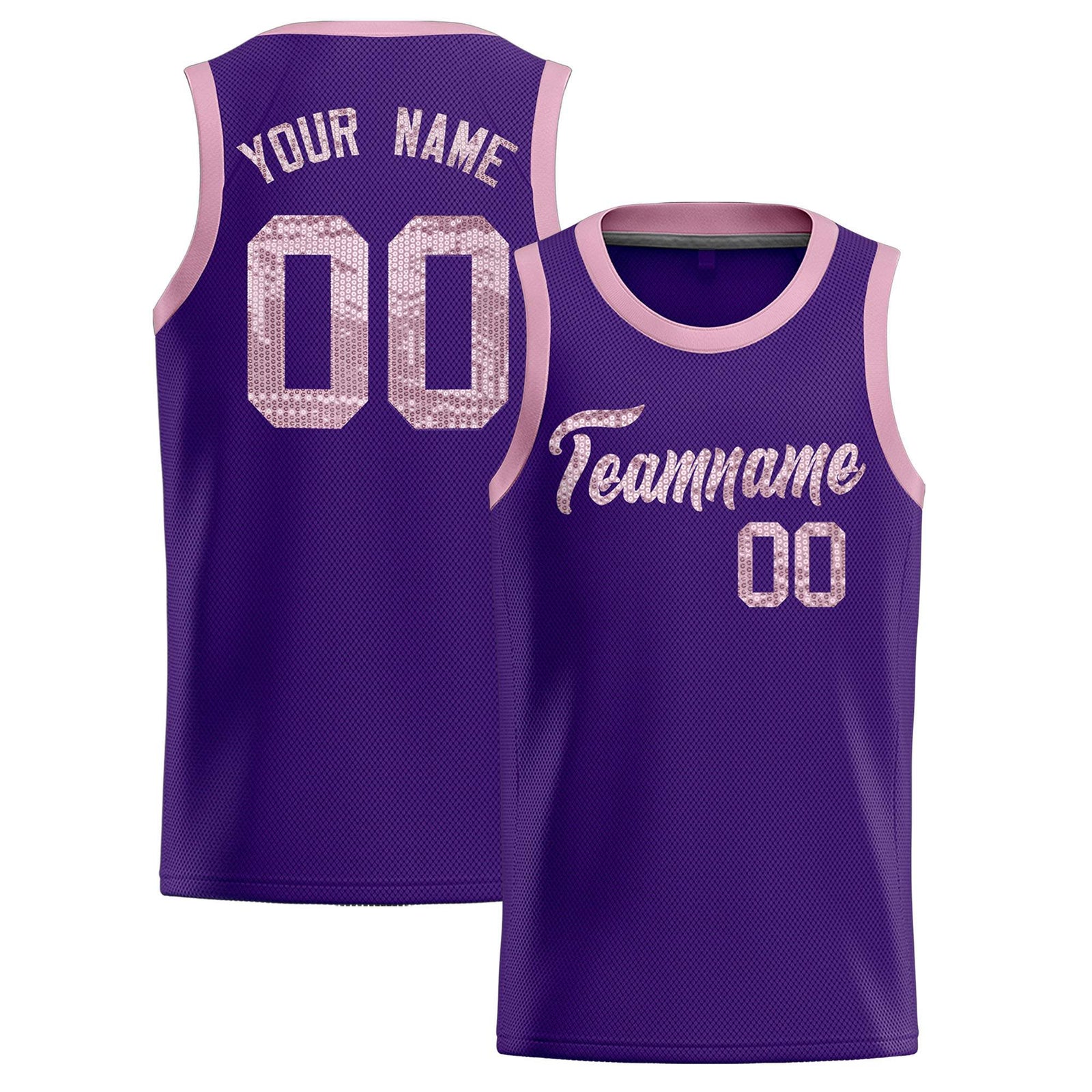 Custom Purple Sequined Tops Athletic Basketball Jersey