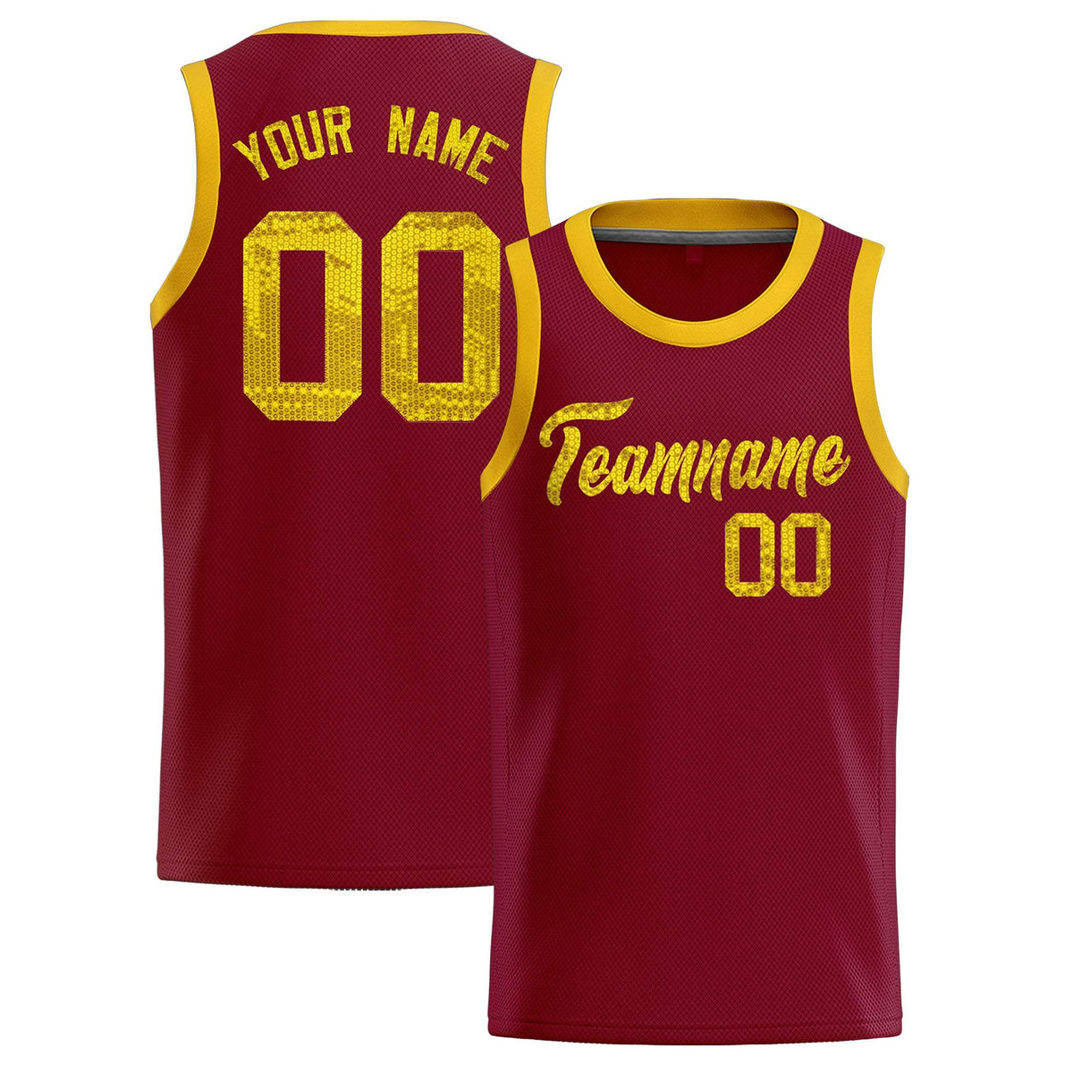Custom Crimson Sequined Tops Athletic Basketball Jersey