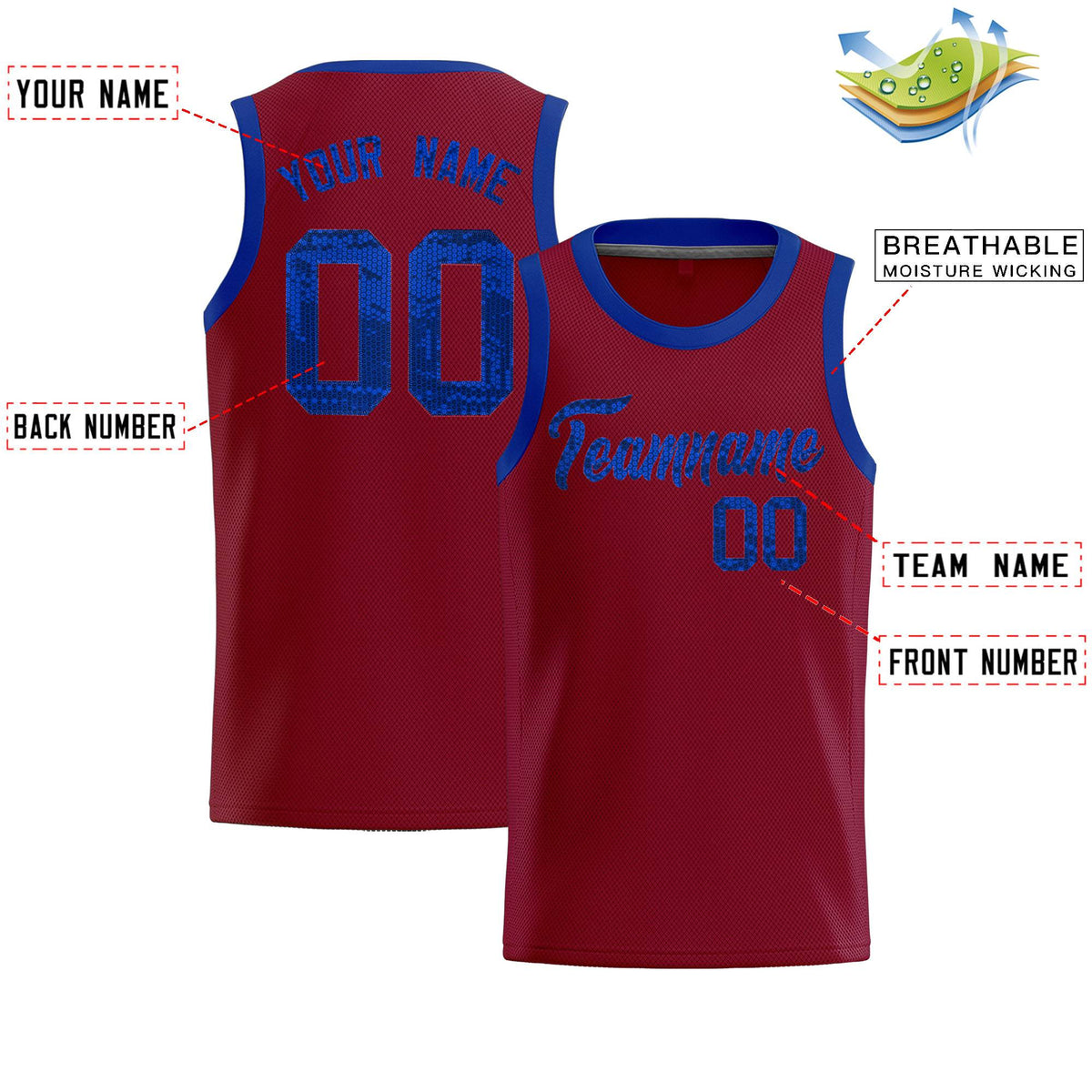 Custom Crimson Sequined Tops Athletic Basketball Jersey