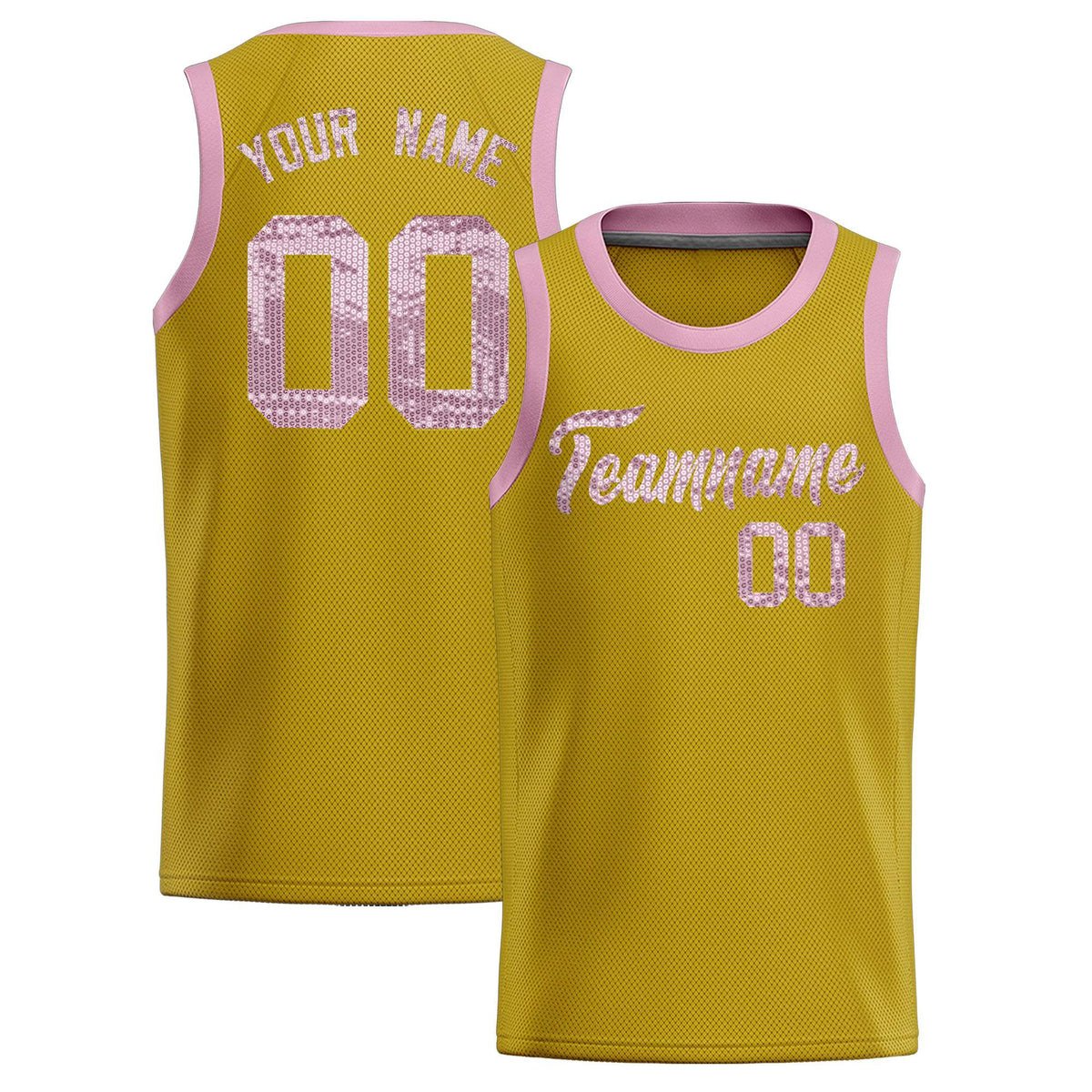 Custom Old Gold Sequined Tops Athletic Basketball Jersey