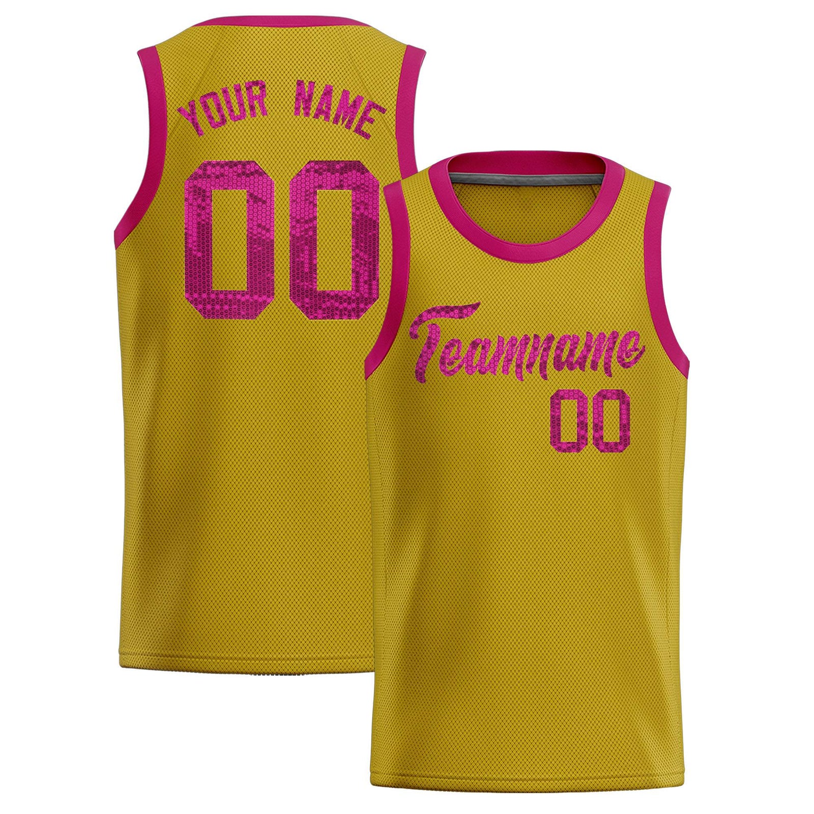 Custom Old Gold Sequined Tops Athletic Basketball Jersey