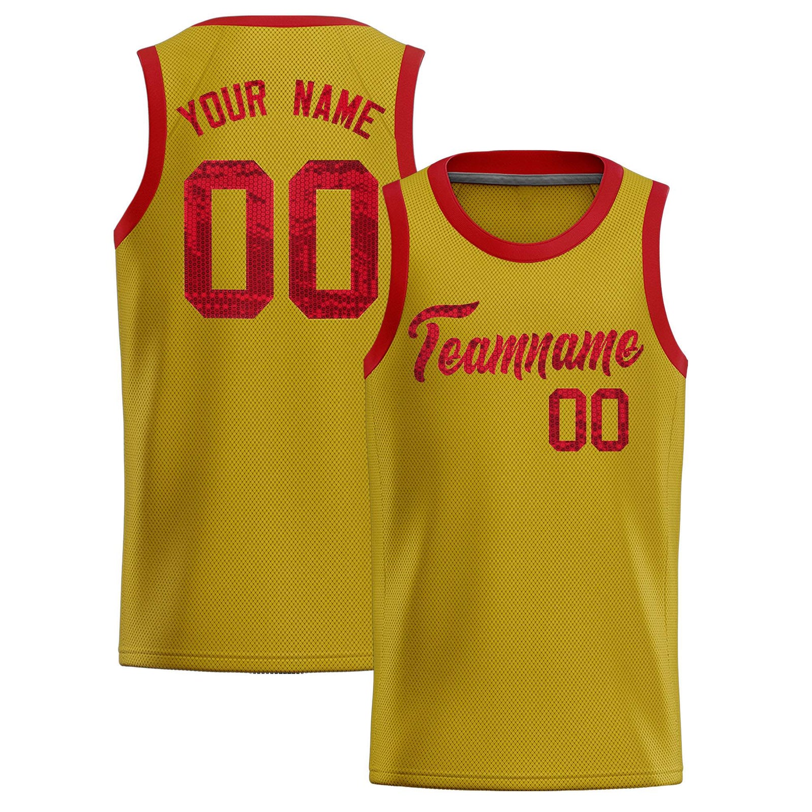 Custom Old Gold Sequined Tops Athletic Basketball Jersey