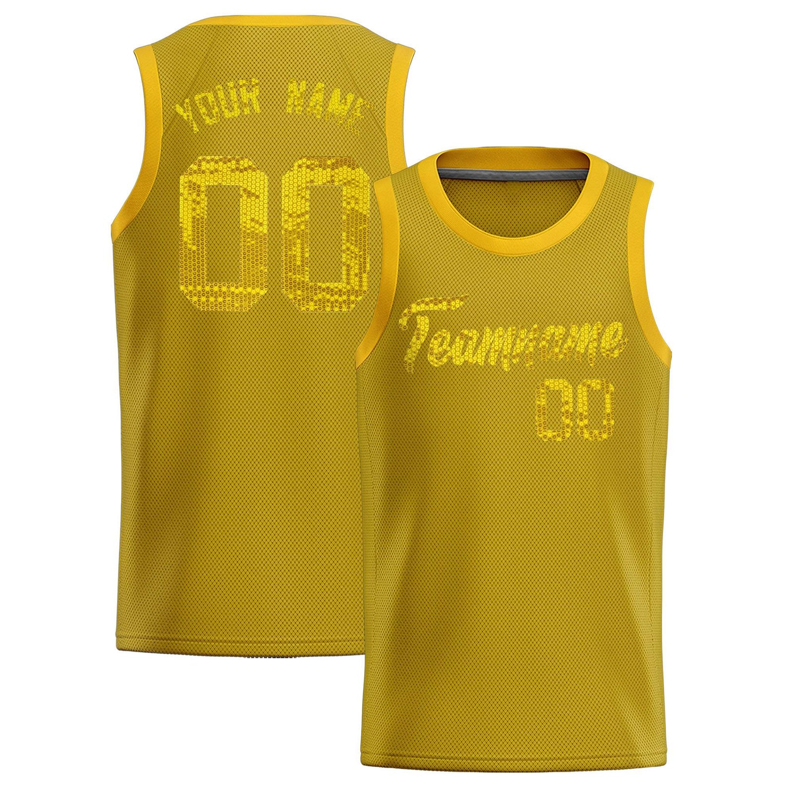 Custom Old Gold Sequined Tops Athletic Basketball Jersey