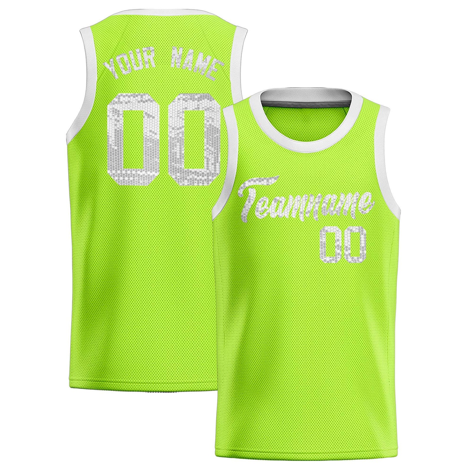Custom Kelly Green Sequined Tops Athletic Basketball Jersey