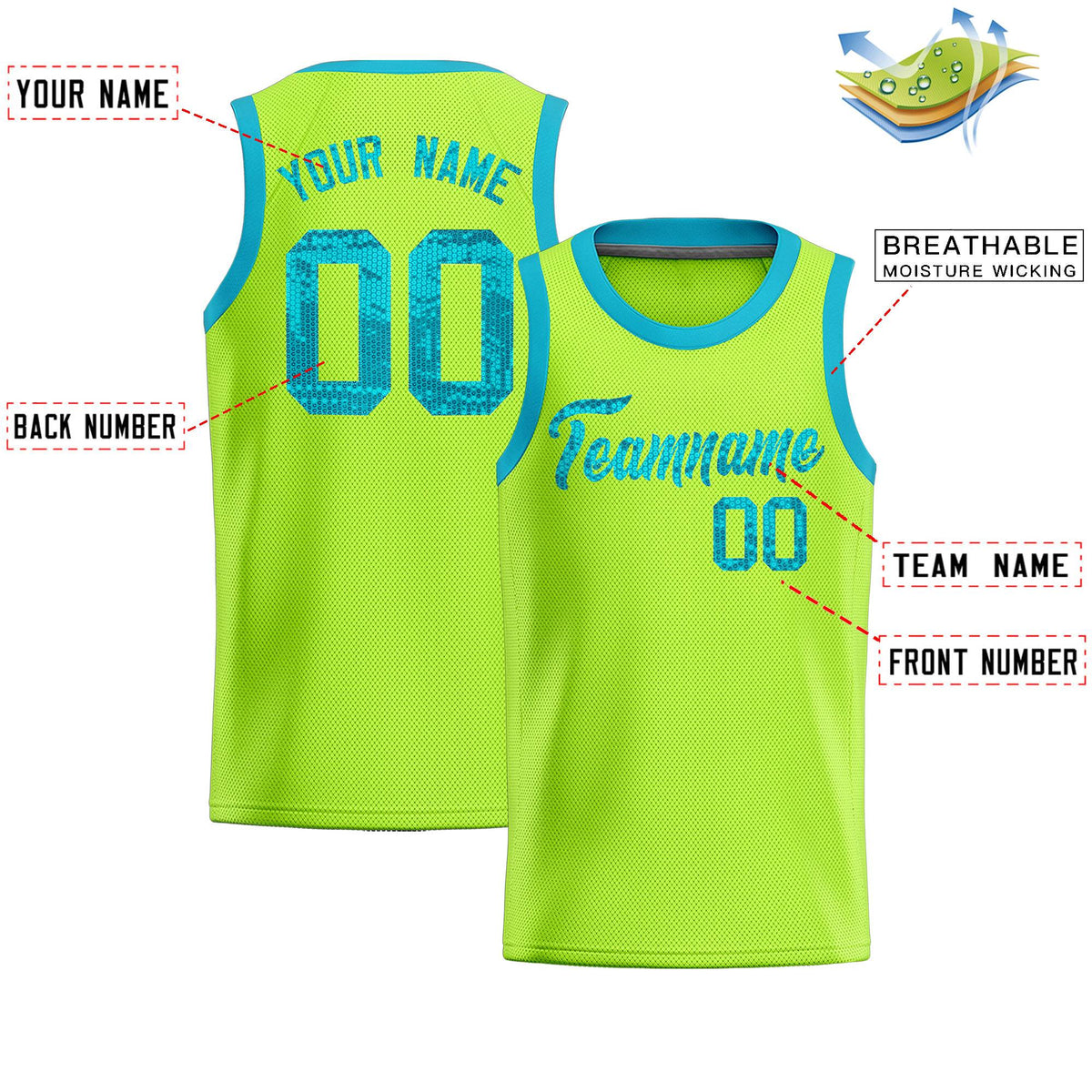 Custom Kelly Green Sequined Tops Athletic Basketball Jersey