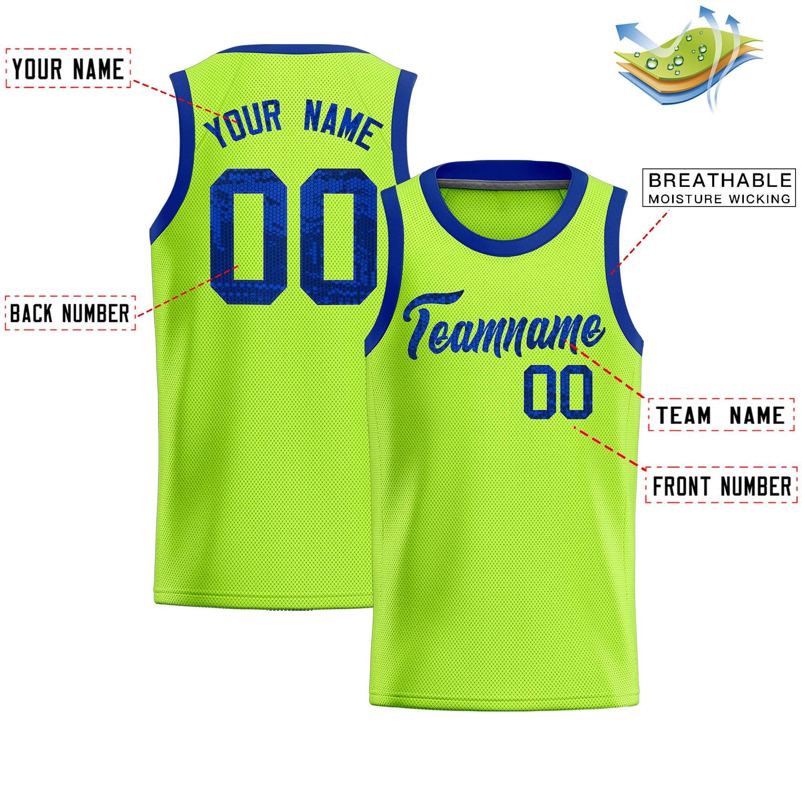 Custom Kelly Green Sequined Tops Athletic Basketball Jersey