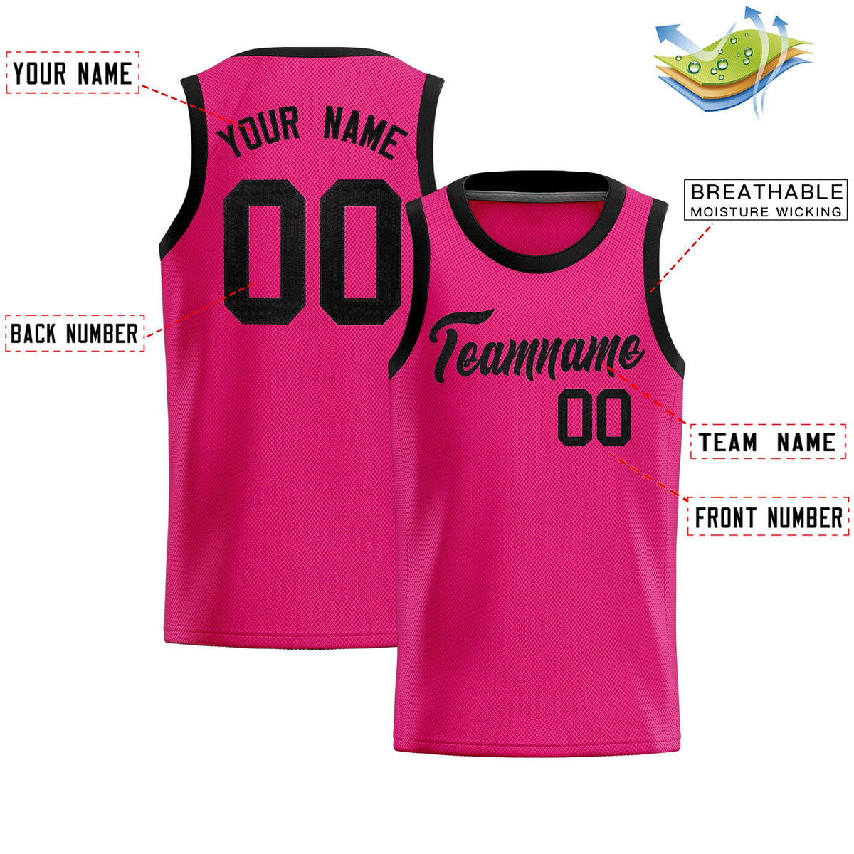 Custom Pink Sequined Tops Athletic Basketball Jersey
