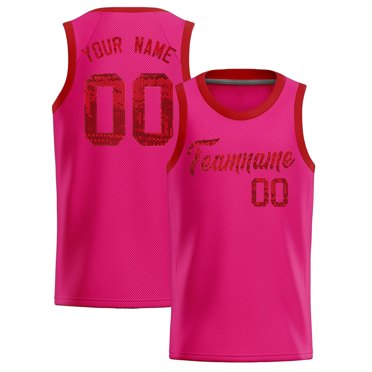 Custom Pink Sequined Tops Athletic Basketball Jersey