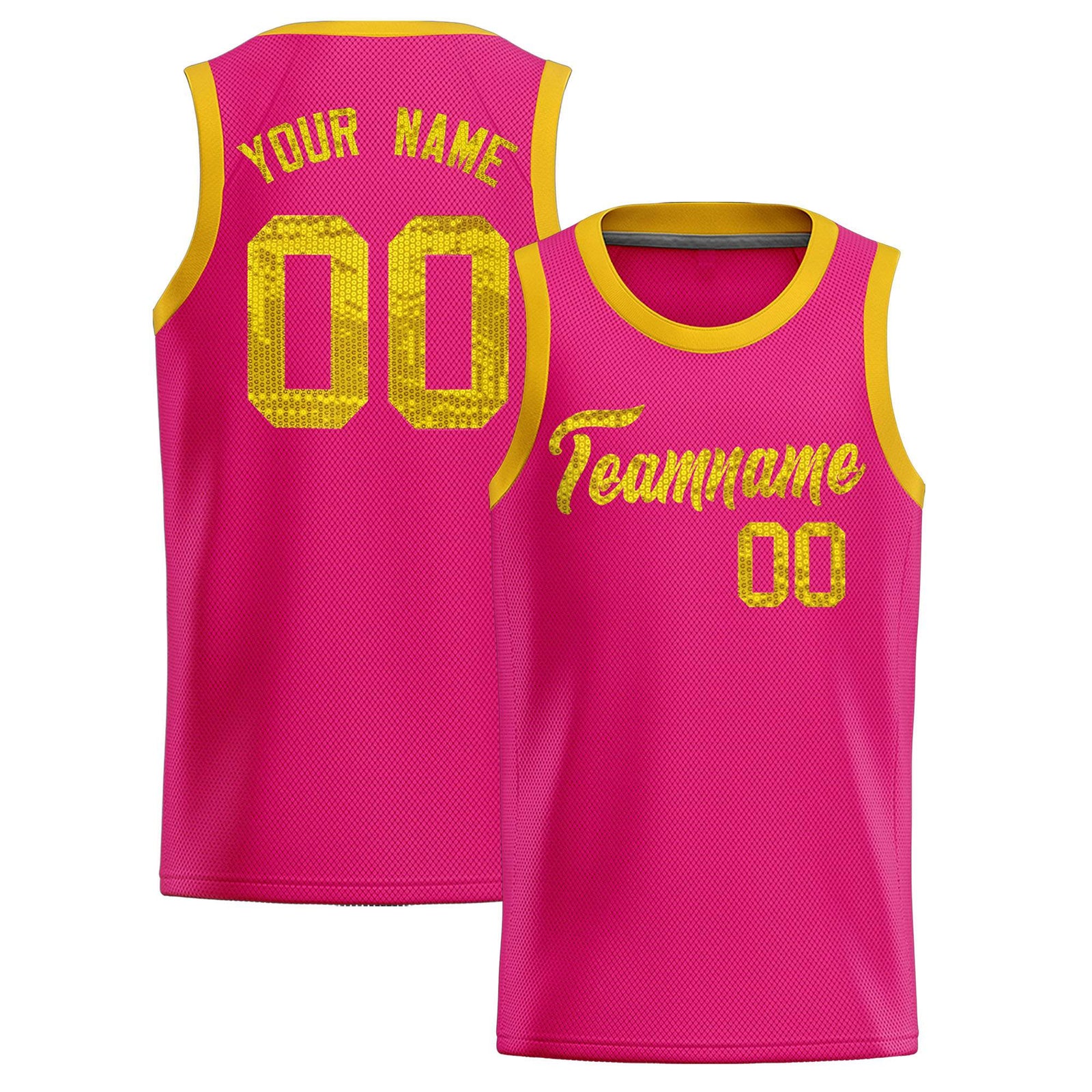 Custom Pink Sequined Tops Athletic Basketball Jersey