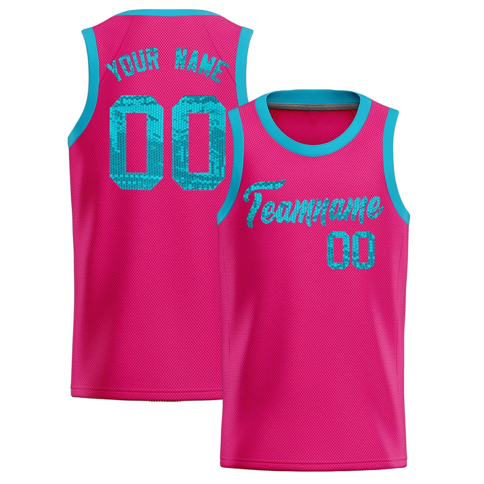 Custom Pink Sequined Tops Athletic Basketball Jersey