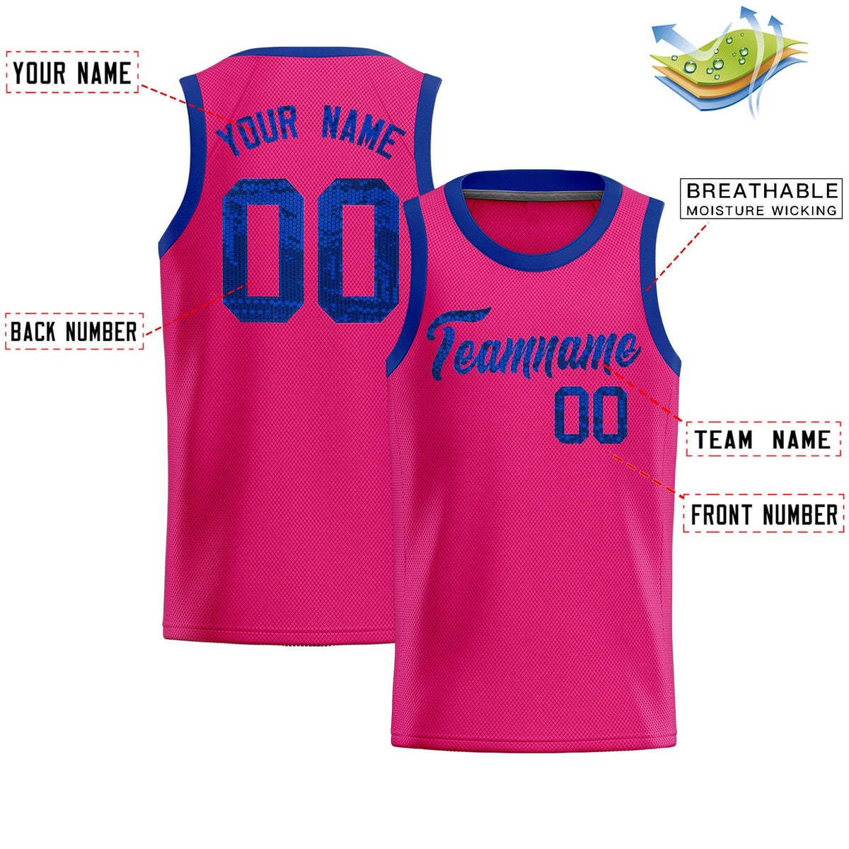 Custom Pink Sequined Tops Athletic Basketball Jersey