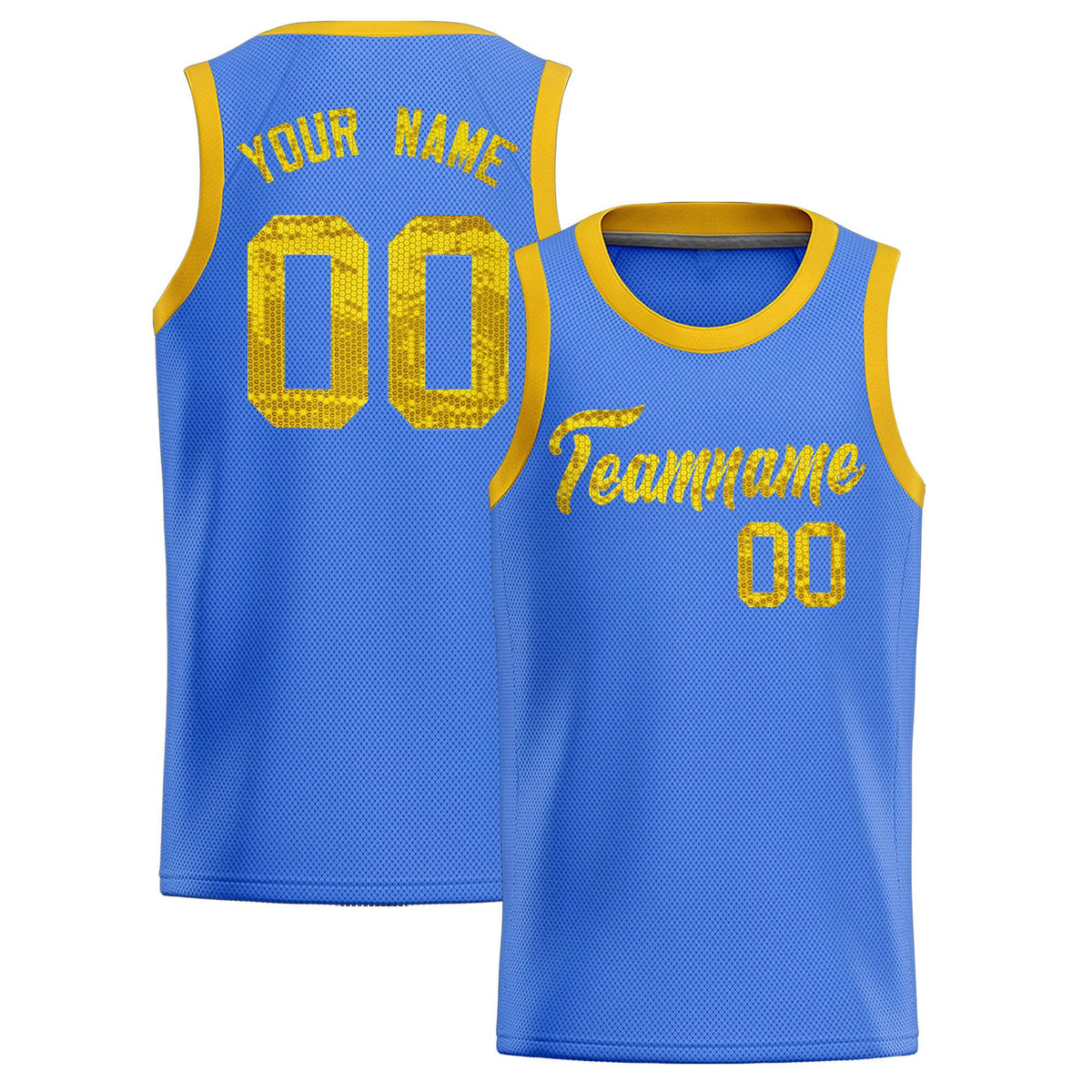 Custom Powder Blue Sequined Tops Athletic Basketball Jersey