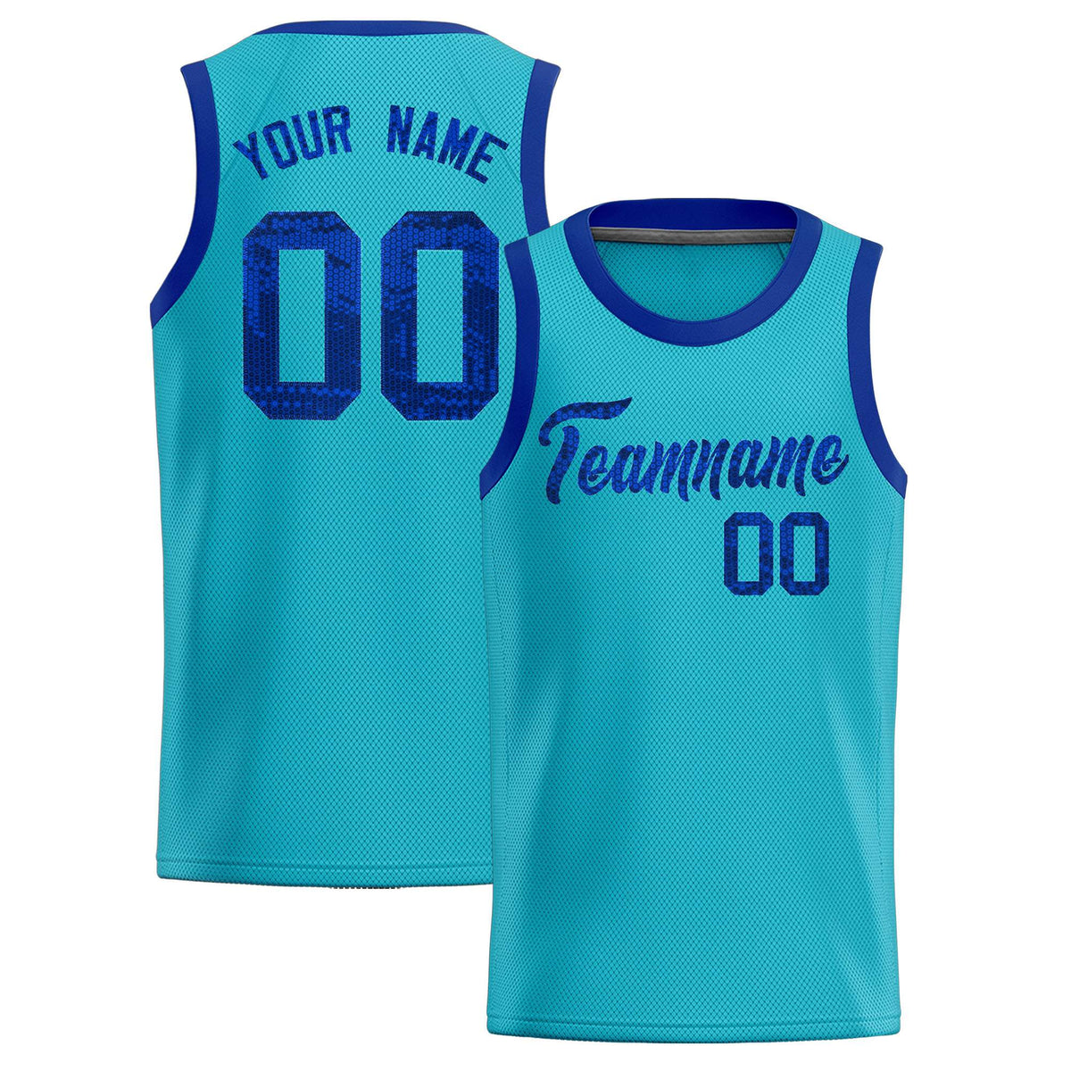 Custom Sky Blue Sequined Tops Athletic Basketball Jersey