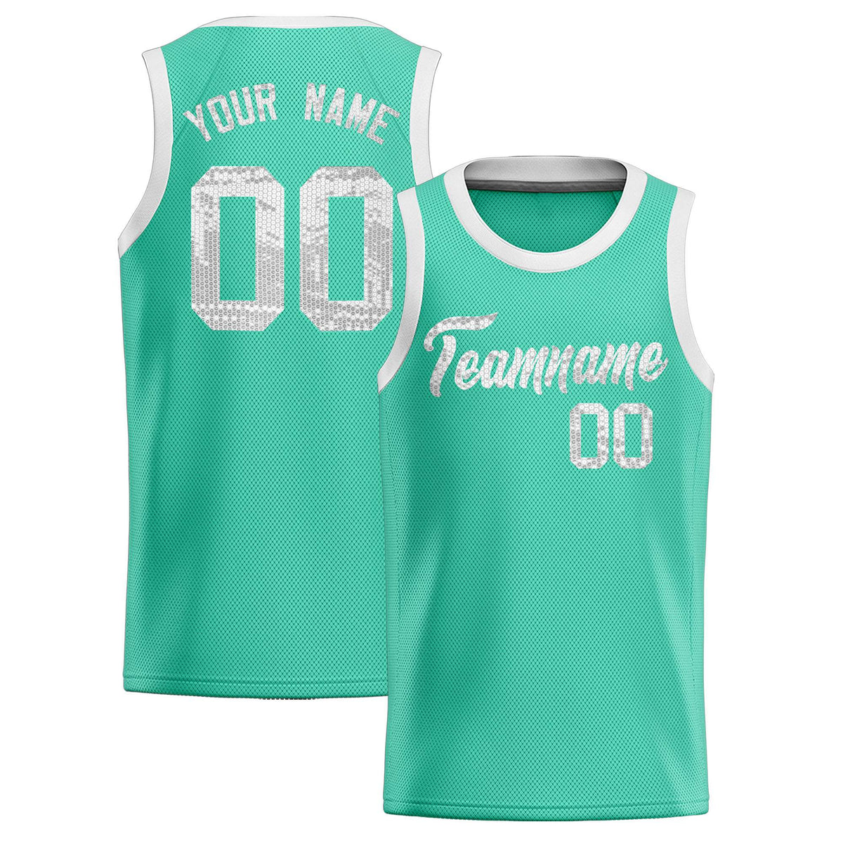 Custom Bright Green Sequined Tops Athletic Basketball Jersey